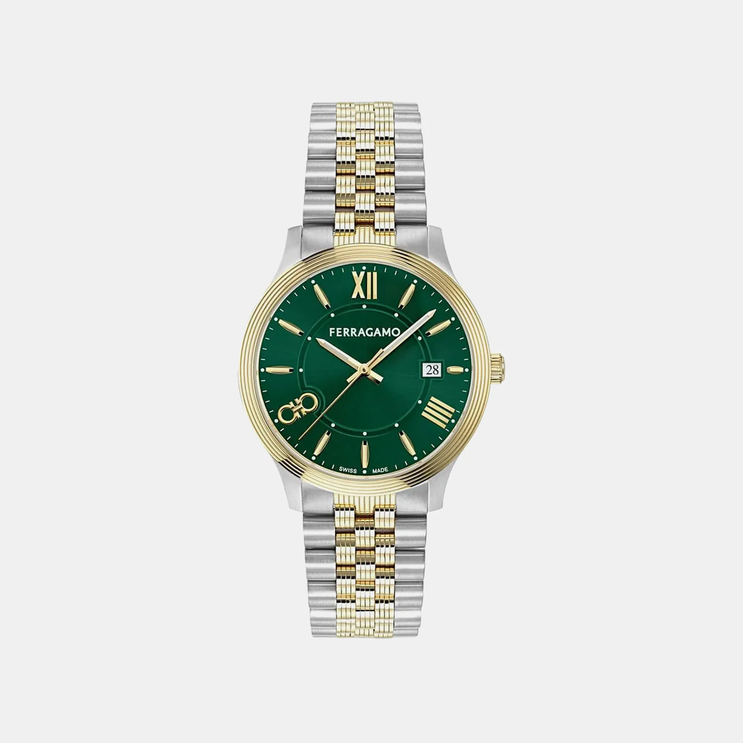 Men Quartz Green Dial Analog Stainless Steel Watch SFTB00424