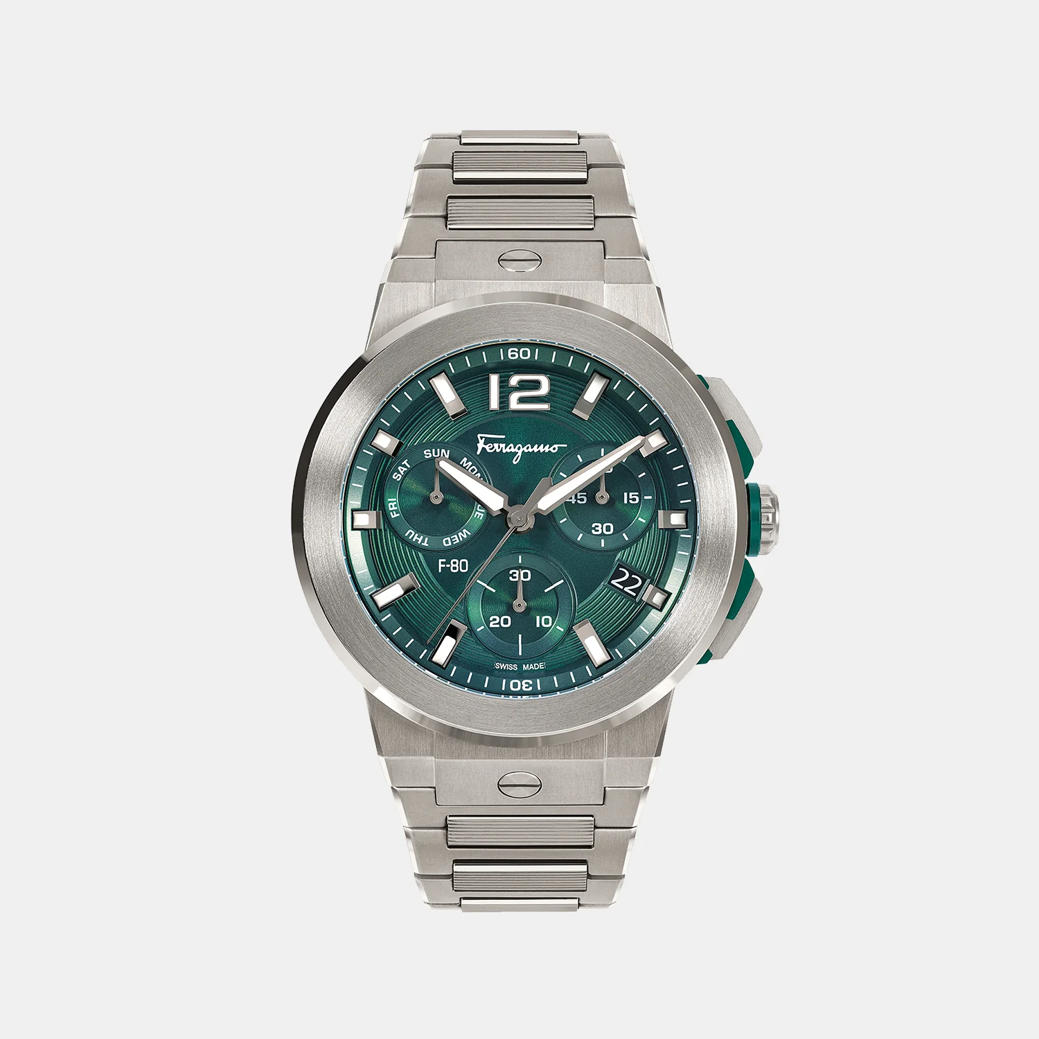 Men Quartz Green Dial Chronograph Titanium Watch SFMT00522