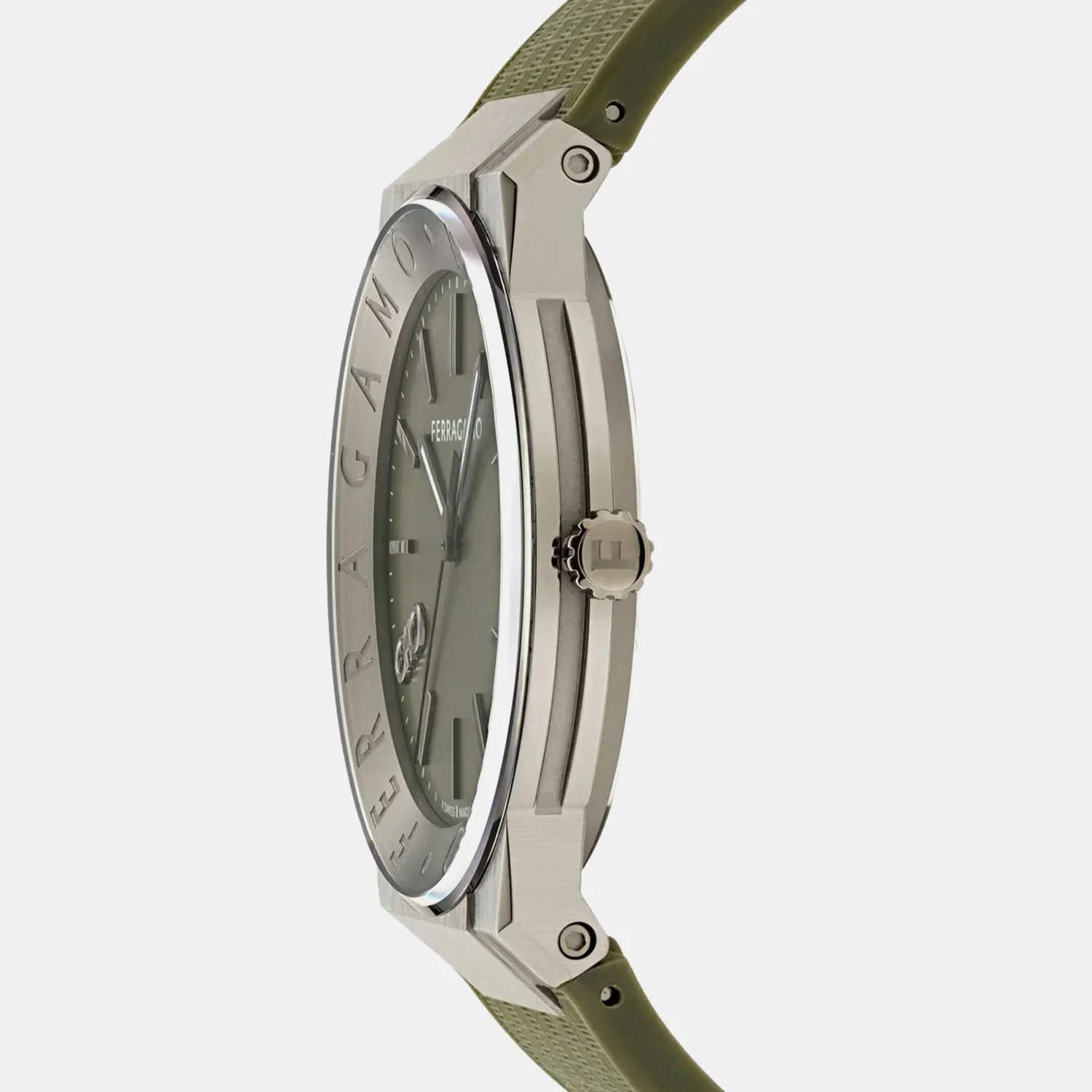 Men Quartz Green Dial Analog Silicone Watch SFNT00125 - Image 2