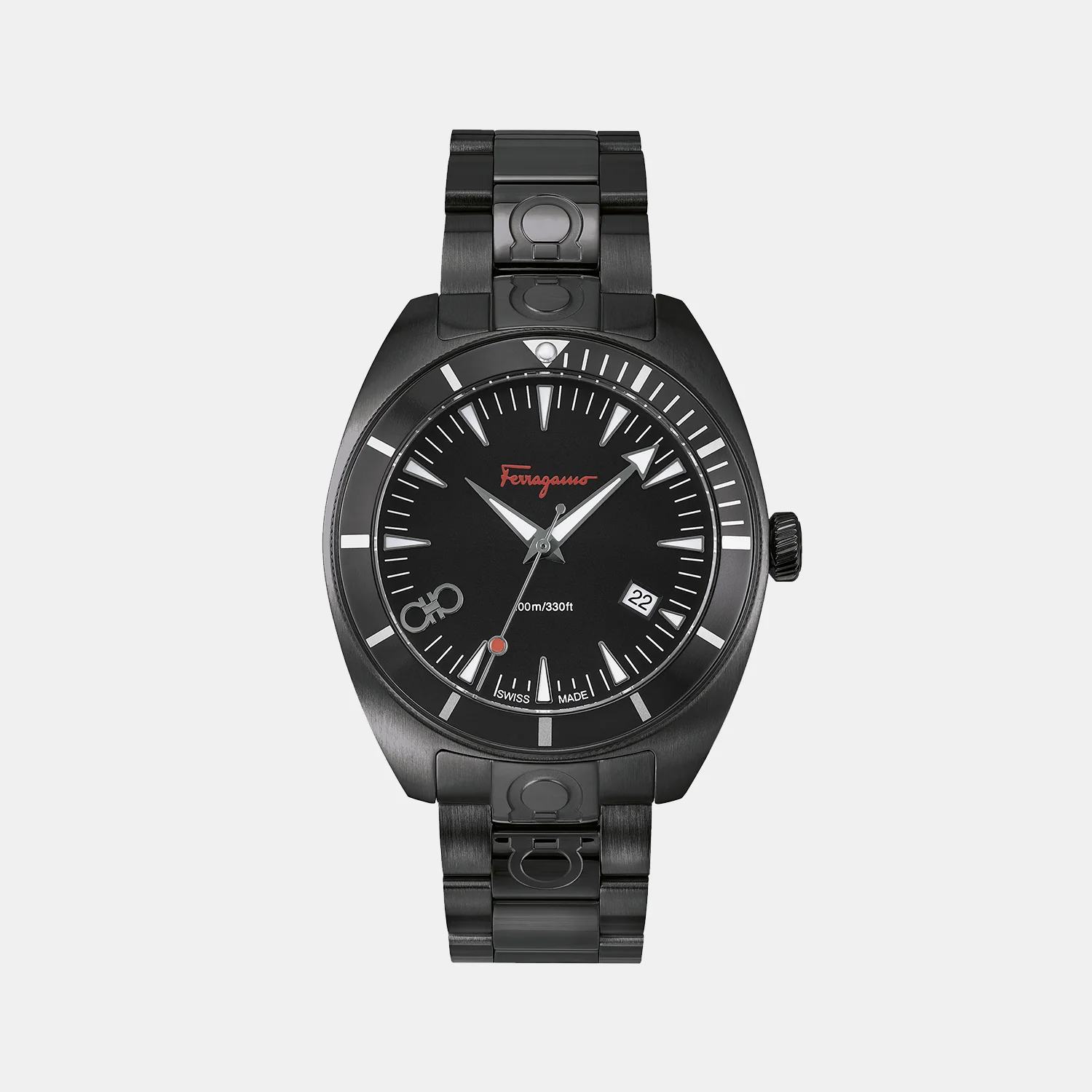 Mg-Ferragamo Experience Men Quartz Black Dial Analog Stainless Steel Watch SFMG00721