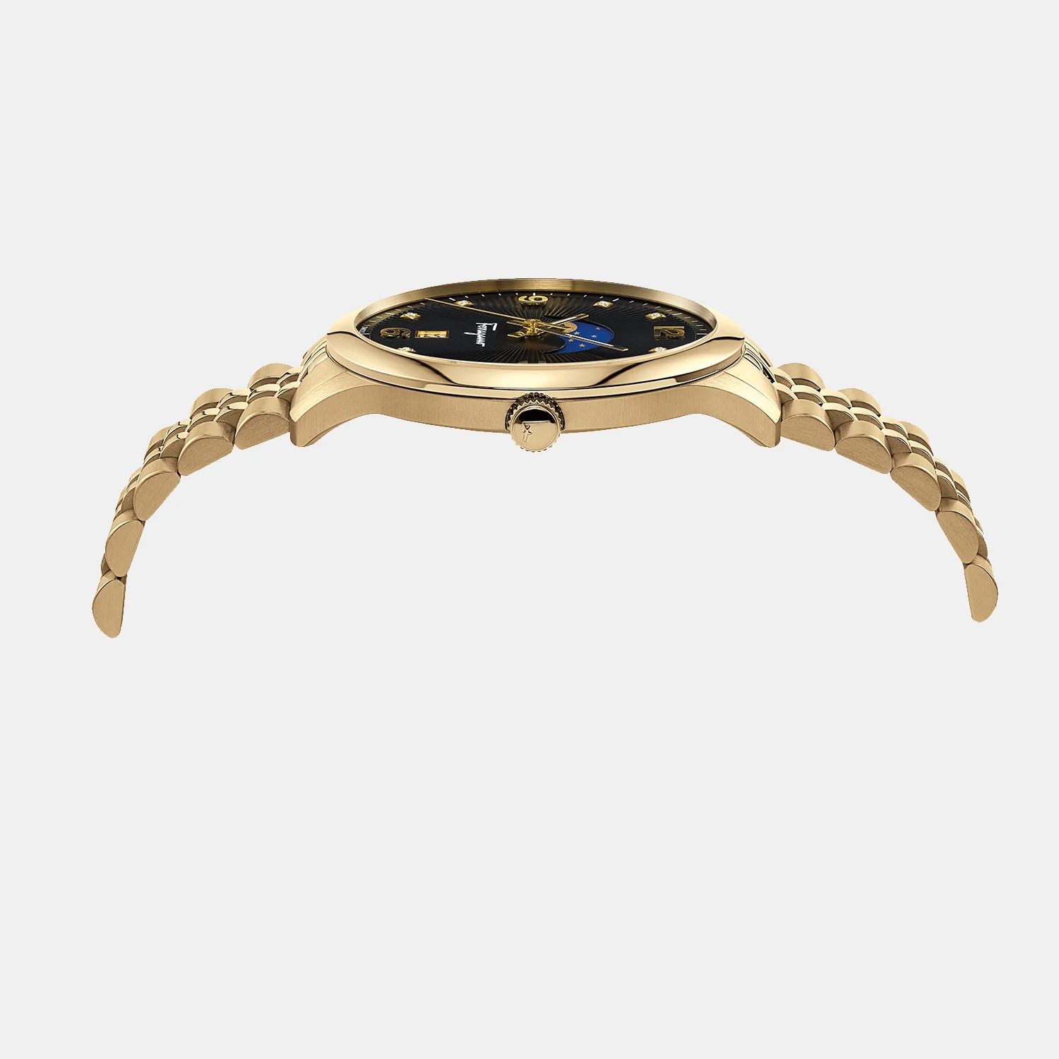 Mo-Ferragamo Duo Moonph 4 Men Quartz Black Dial Analog Stainless Steel Watch SFMO00422 - Image 3