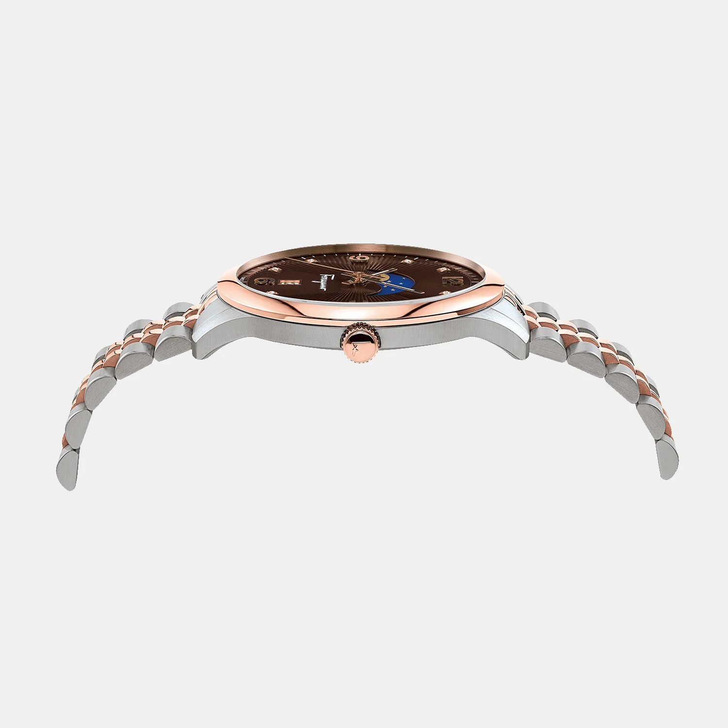 Mo-Ferragamo Duo Moonph 4 Men Quartz Brown Dial Analog Stainless Steel Watch SFMO00622 - Image 3