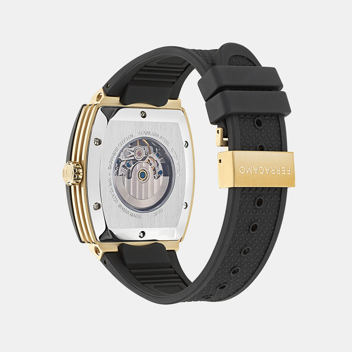 Skeleton Men Automatic Black Dial Analog Silicone Watch SFSU00324 - Image 3