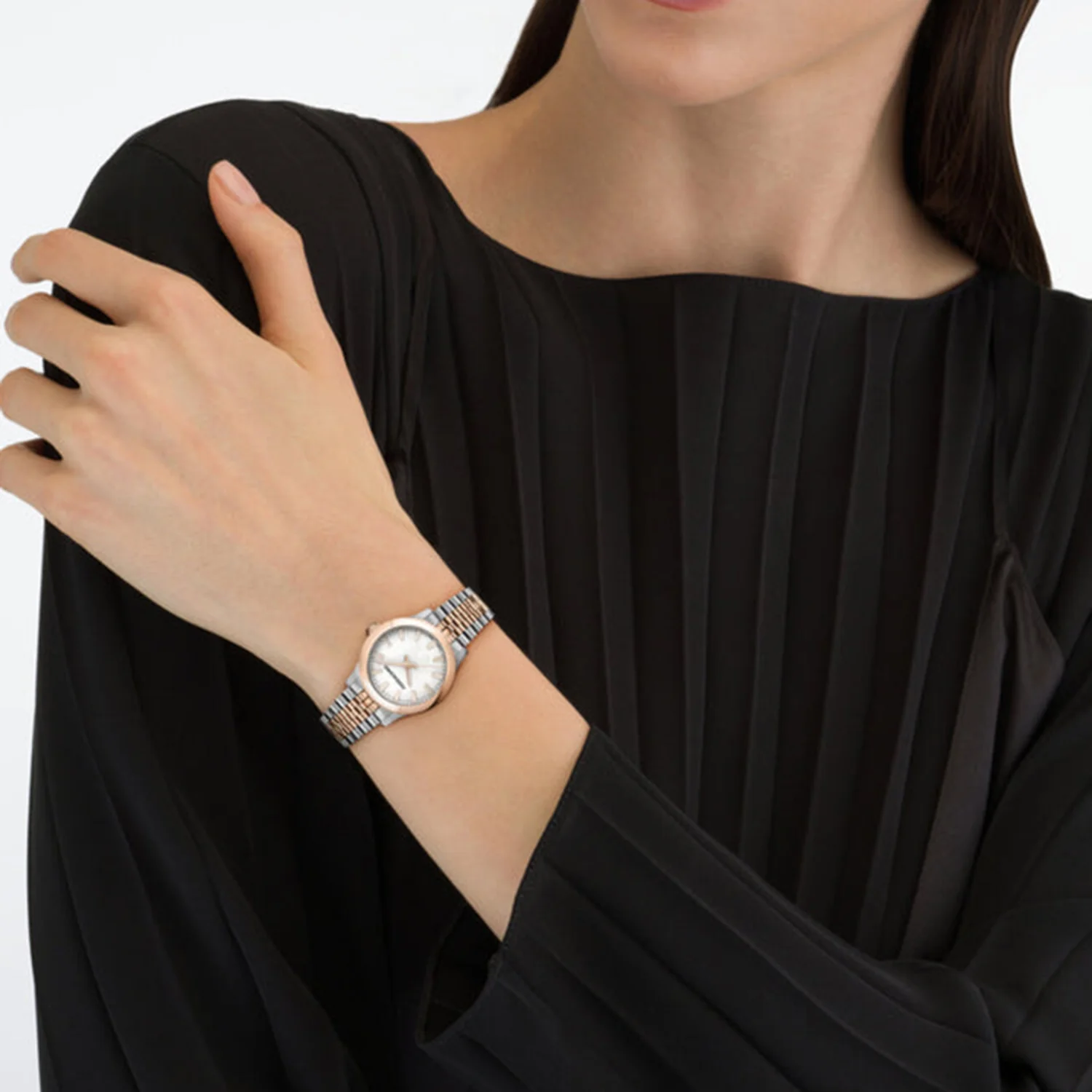 Women Quartz Grey Dial Analog Stainless Steel Watch SFTY00325 - Image 2