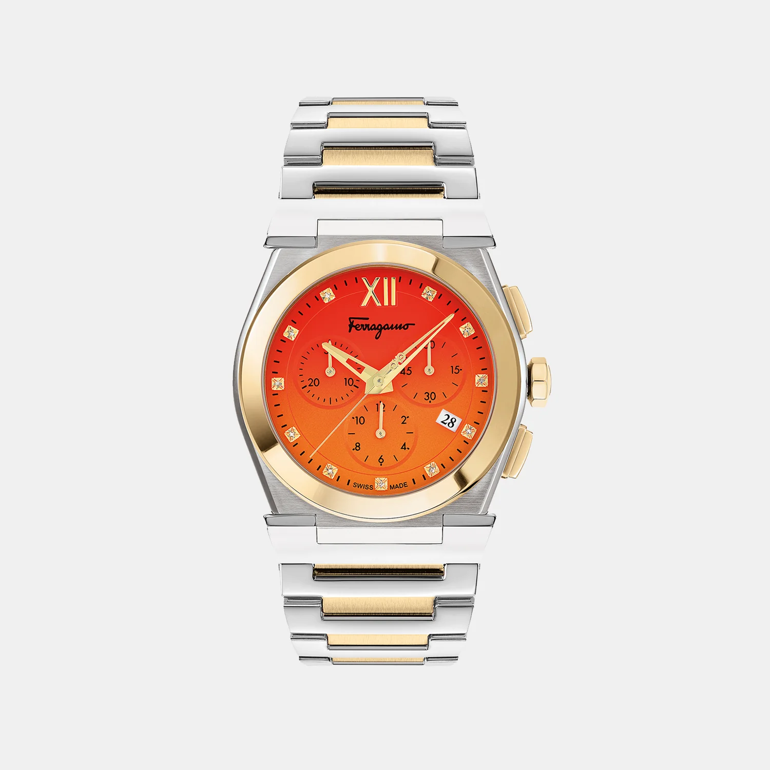 Women Quartz Two Tone Dial Chronograph Stainless Steel Watch SFKL00923