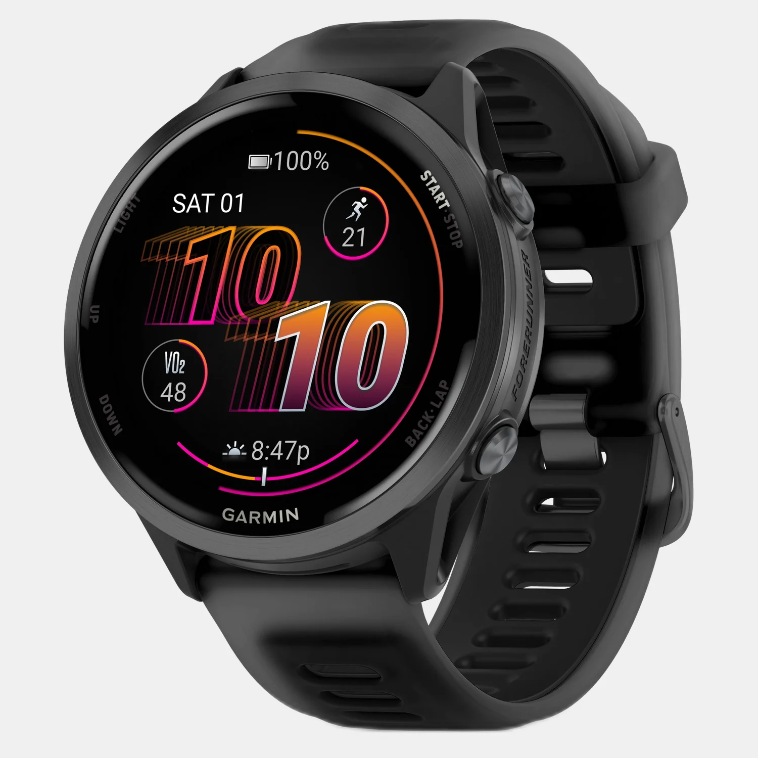 Forerunner 570 Unisex Black Dial Digital Silicone Watch 010-02971-00 - Image 2