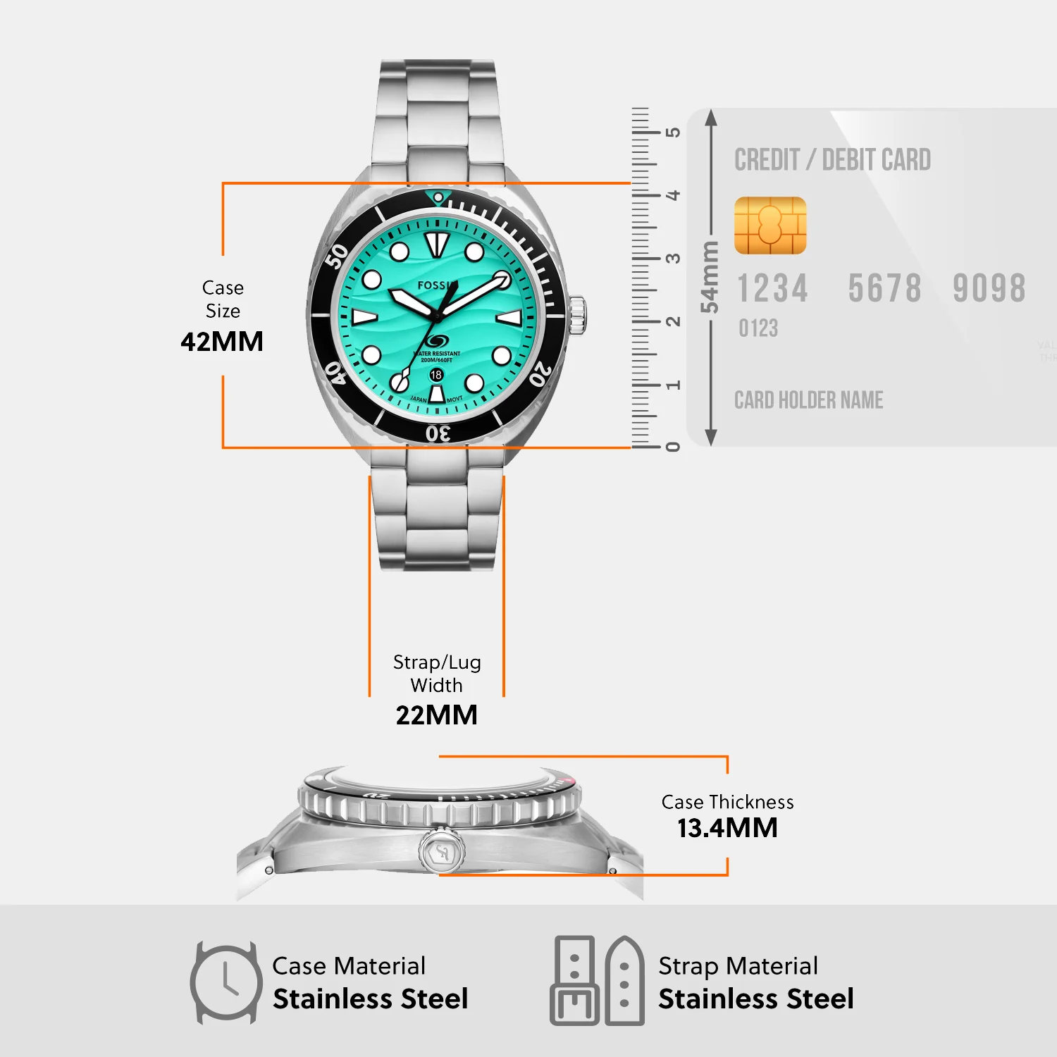 Breaker Men Quartz Green Dial Analog Stainless Steel Watch FS6066 - Image 6