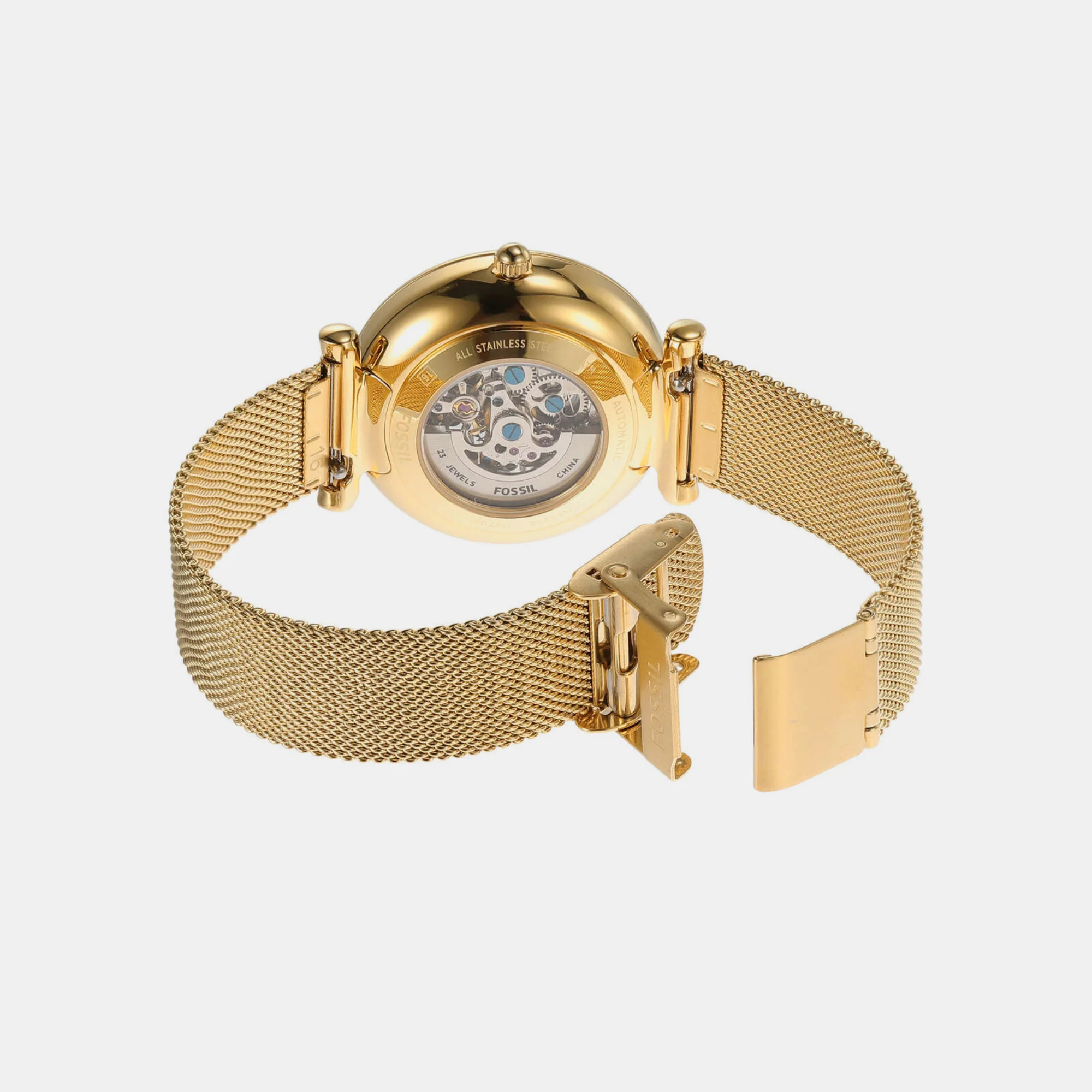 Carlie Women Automatic Gold Dial Analog Mesh Watch ME3250 - Image 3