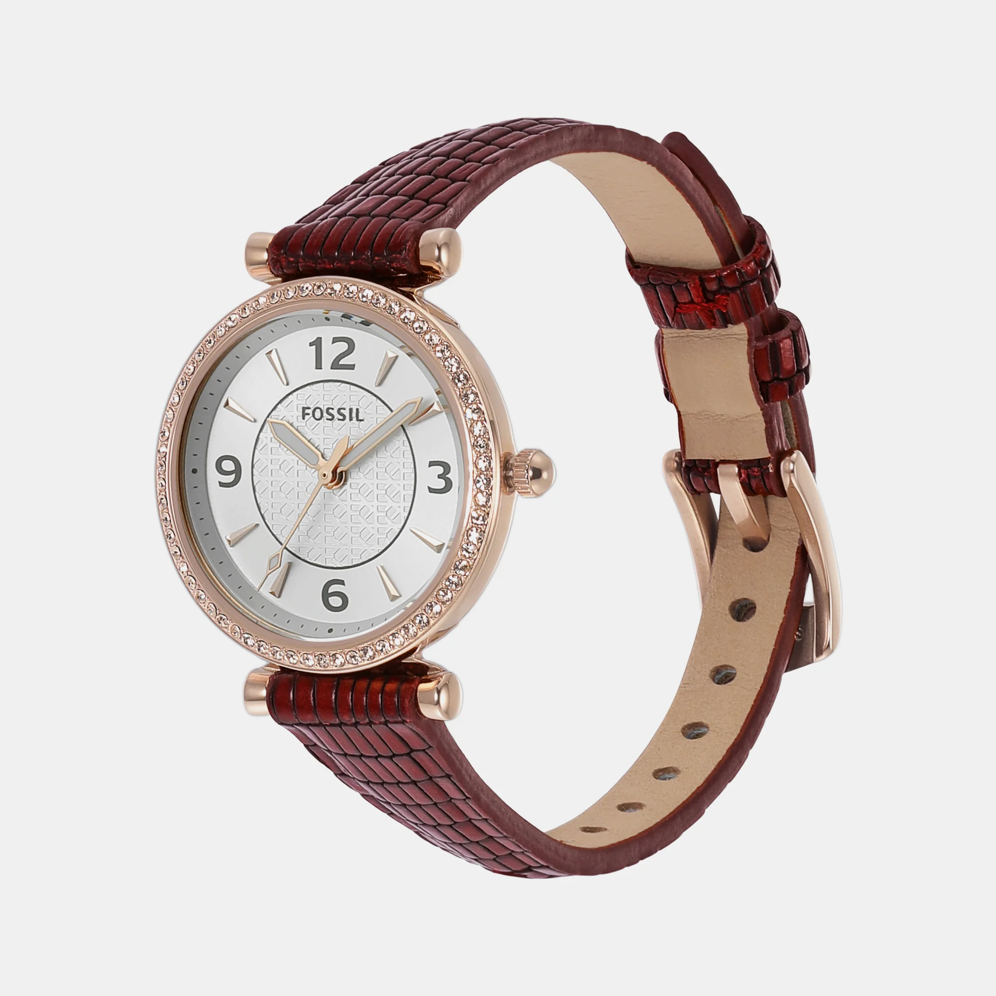 Carlie Women Quartz Rose Gold Dial Analog Leather Watch ES5296 - Image 3