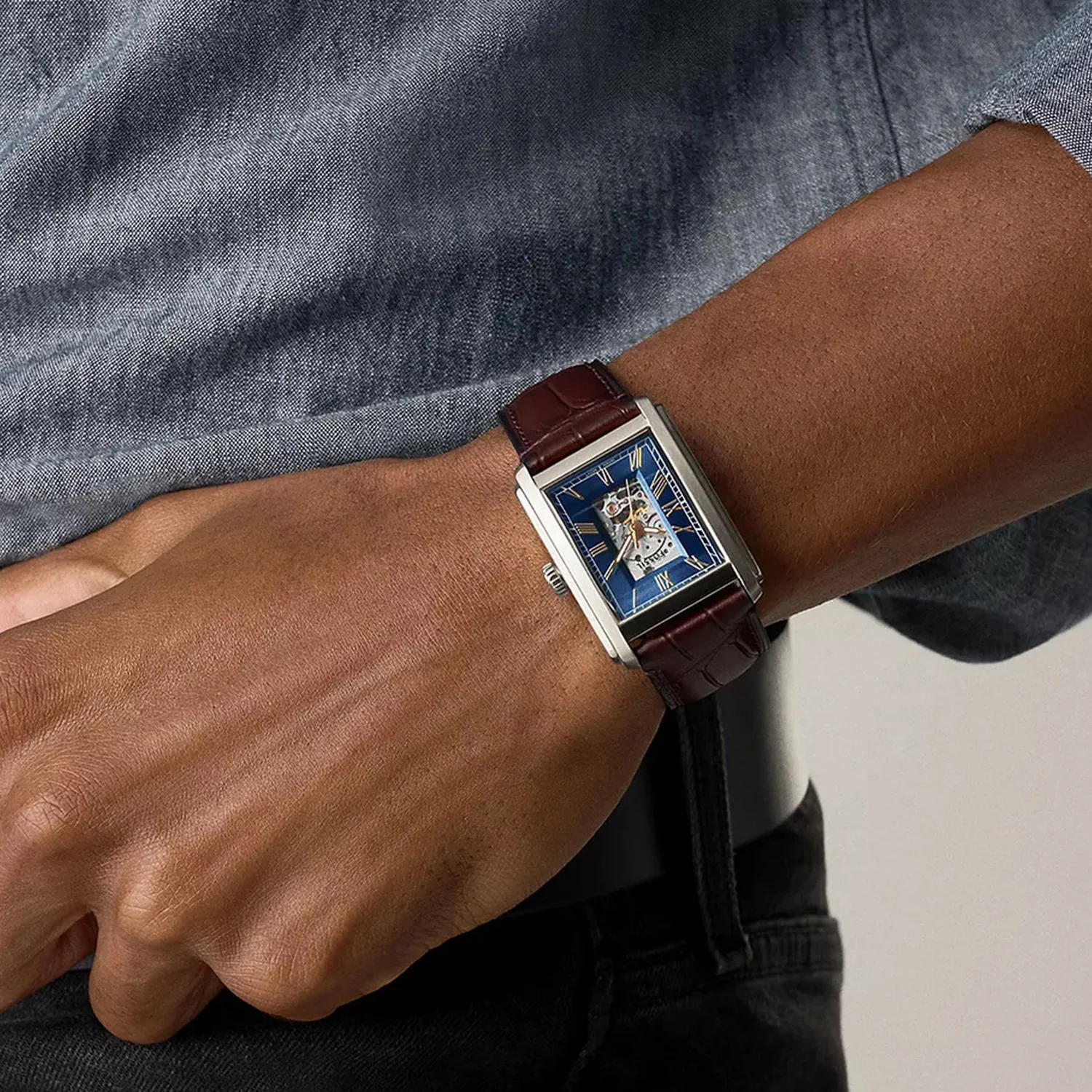 Carraway Men Automatic Blue Dial Analog Leather Watch ME3273 - Image 3