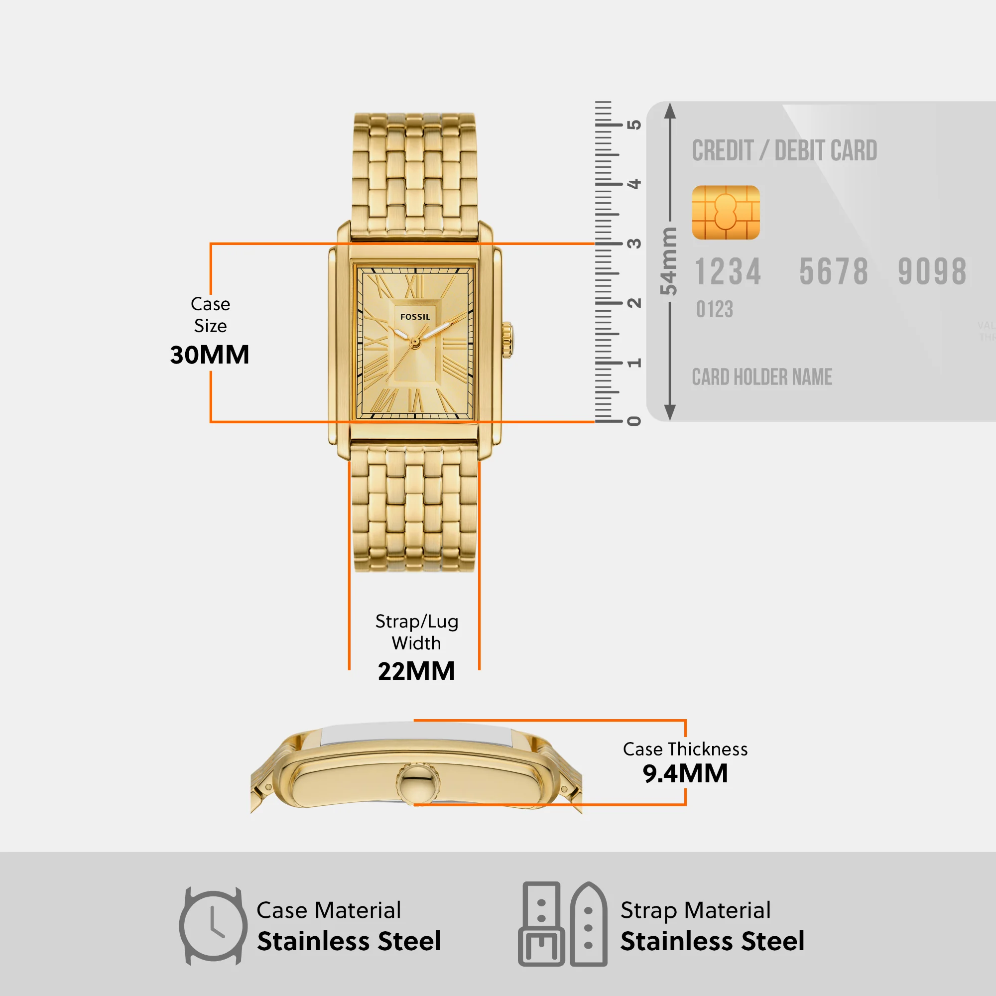 Carraway Men Quartz Gold Dial Analog Stainless Steel Watch FS6009 - Image 6