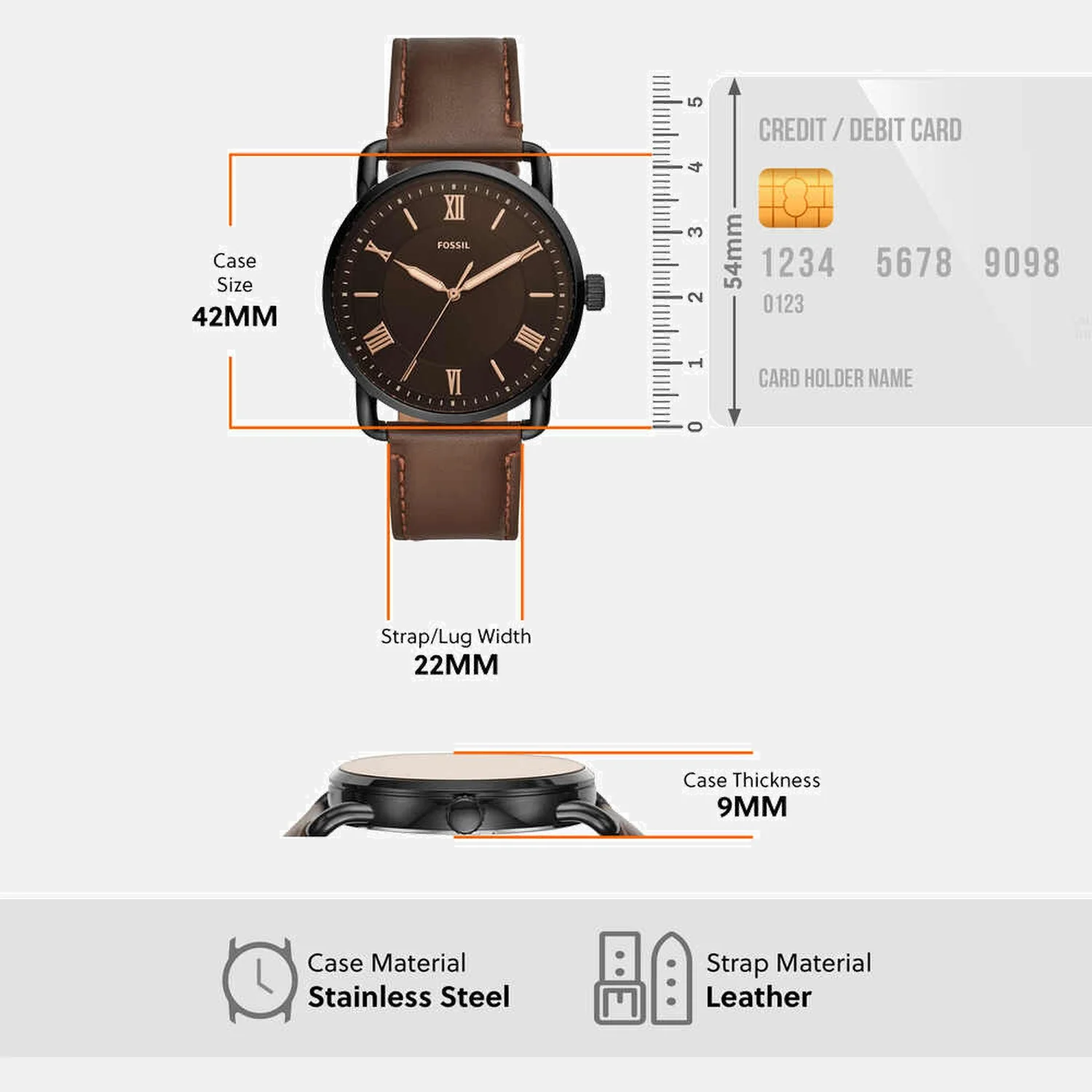 Copeland Men Quartz Brown Dial Analog Leather Watch FS5666 - Image 5