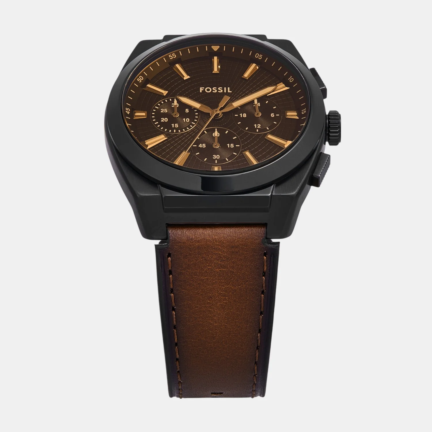 Everett Men Quartz Brown Dial Chronograph Leather Watch FS6108 - Image 3
