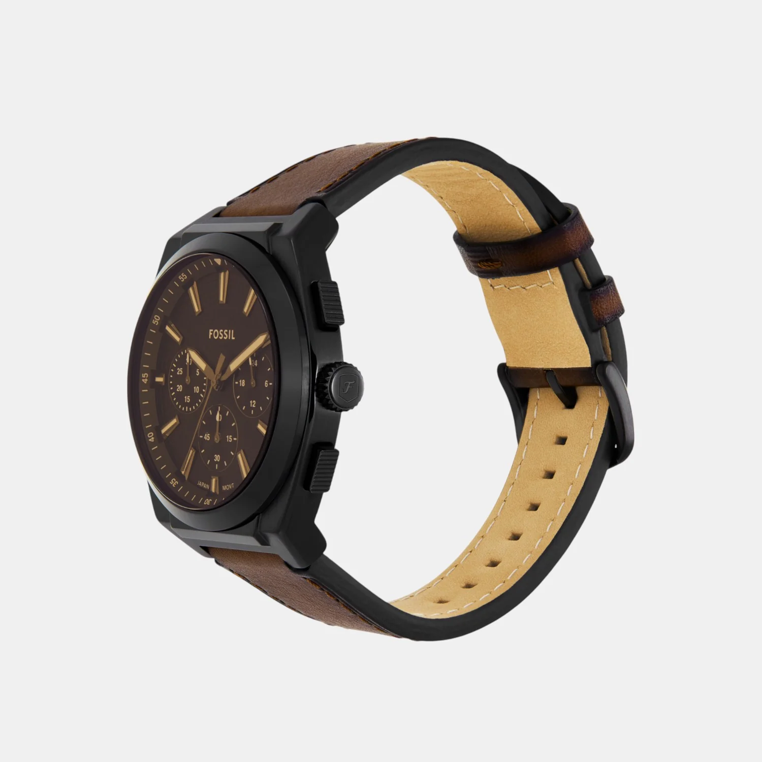 Everett Men Quartz Brown Dial Chronograph Leather Watch FS6108 - Image 5