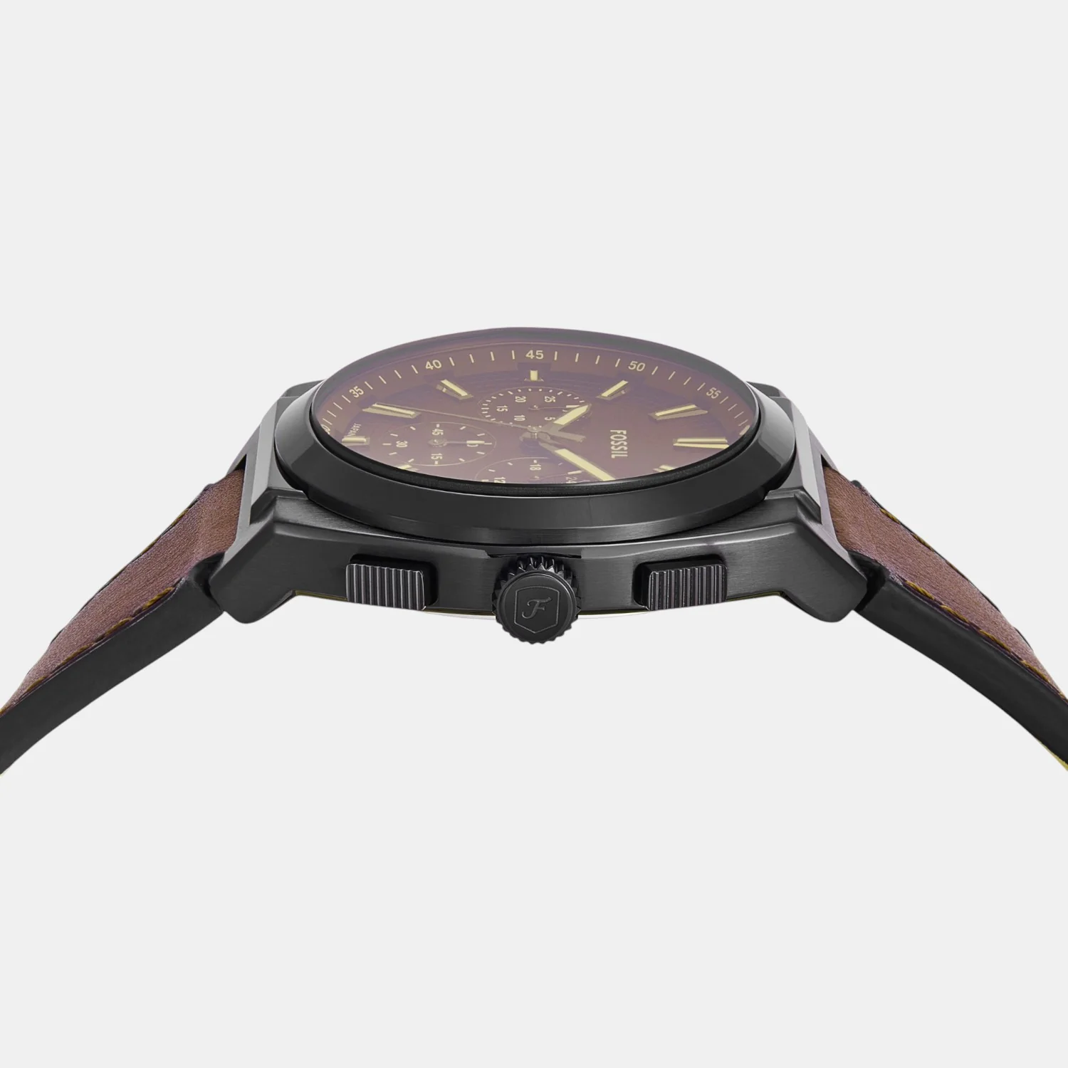 Everett Men Quartz Brown Dial Chronograph Leather Watch FS6108 - Image 7