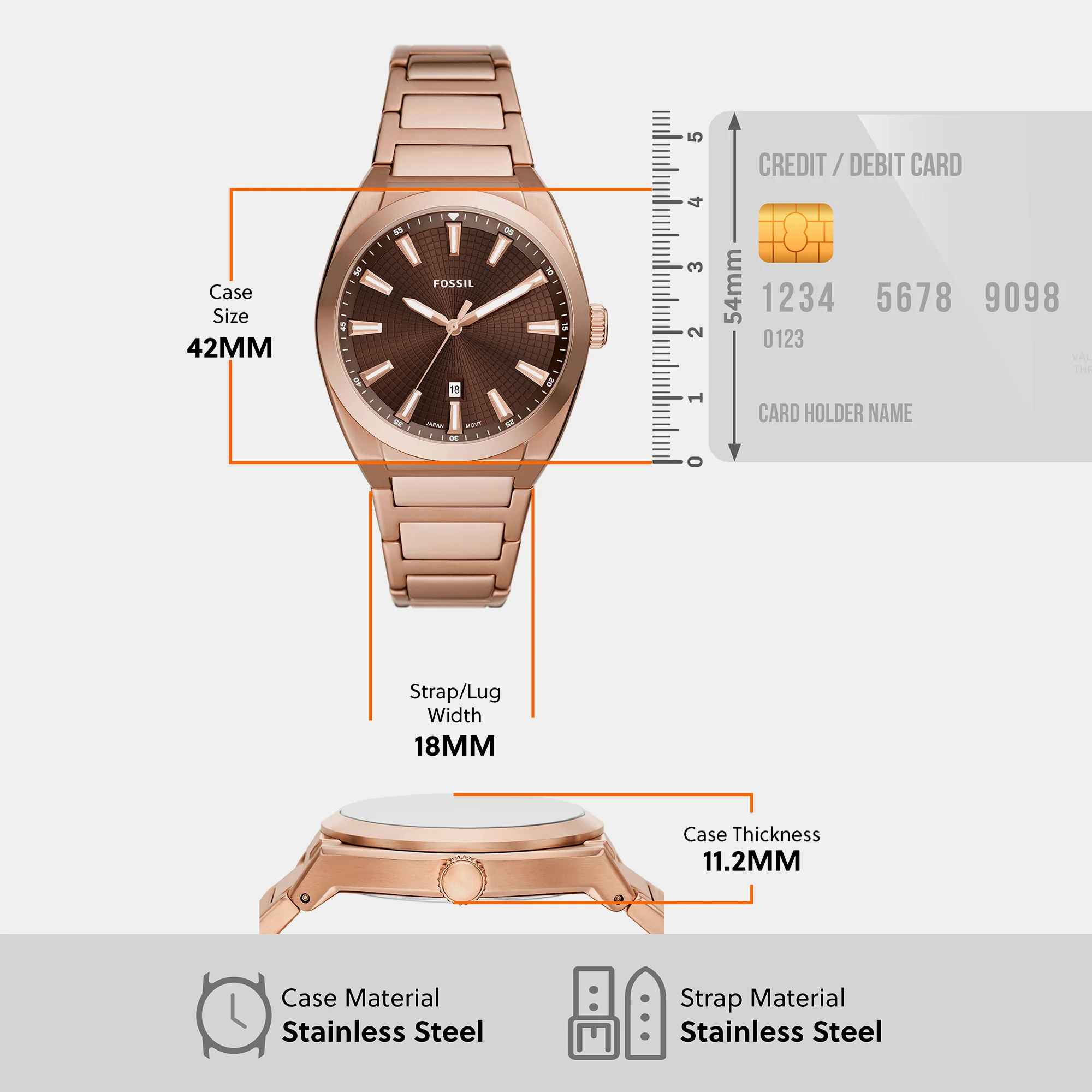 Everett Men Quartz Brown Dial Analog Stainless Steel Watch FS6028 - Image 7