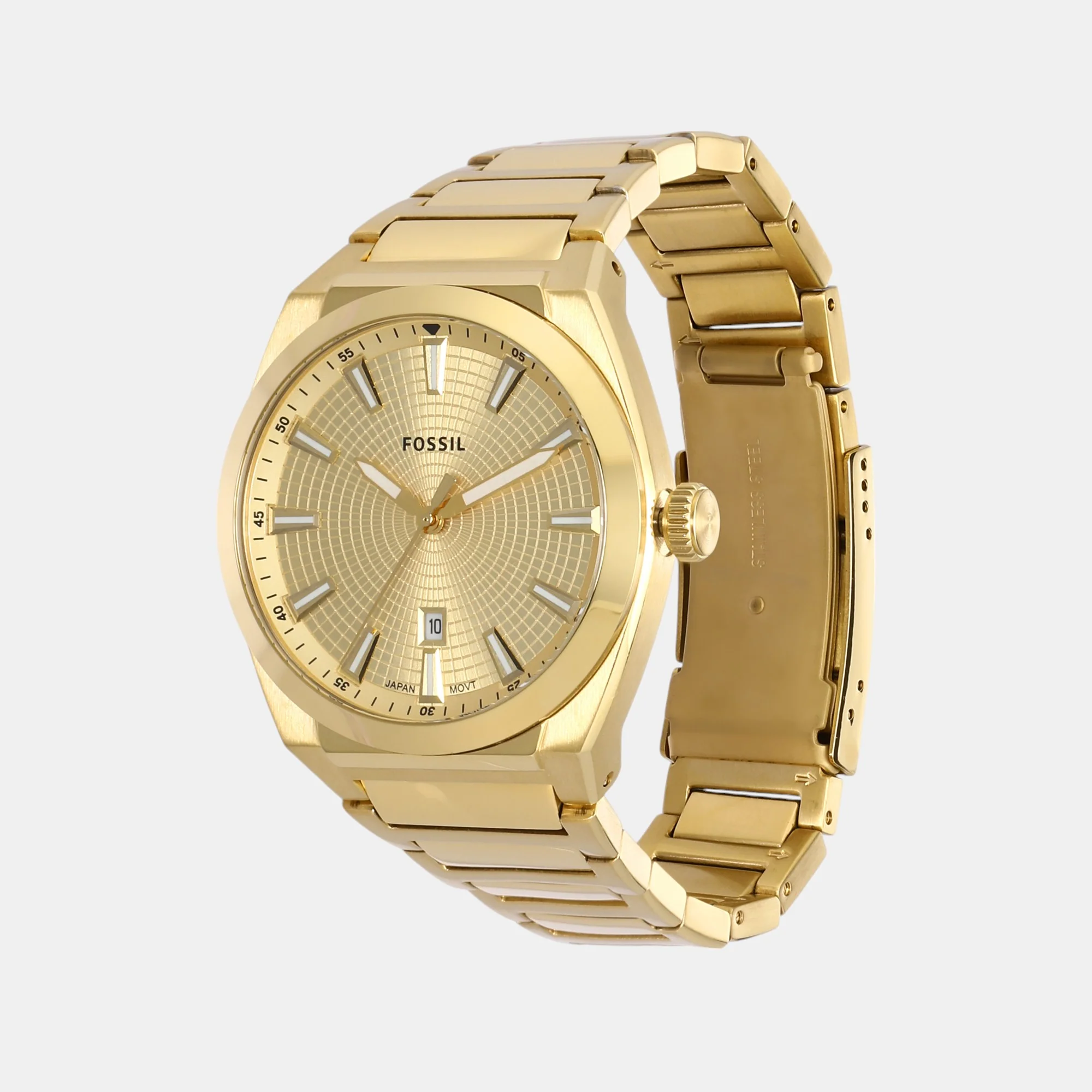 Everett Men Quartz Gold Dial Analog Stainless Steel Watch FS5965 - Image 5