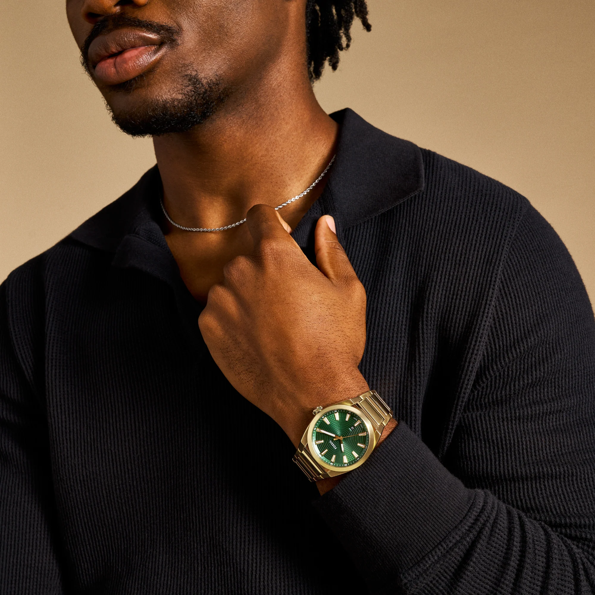 Everett Men Quartz Green Dial Analog Stainless Steel Watch FS6090 - Image 8