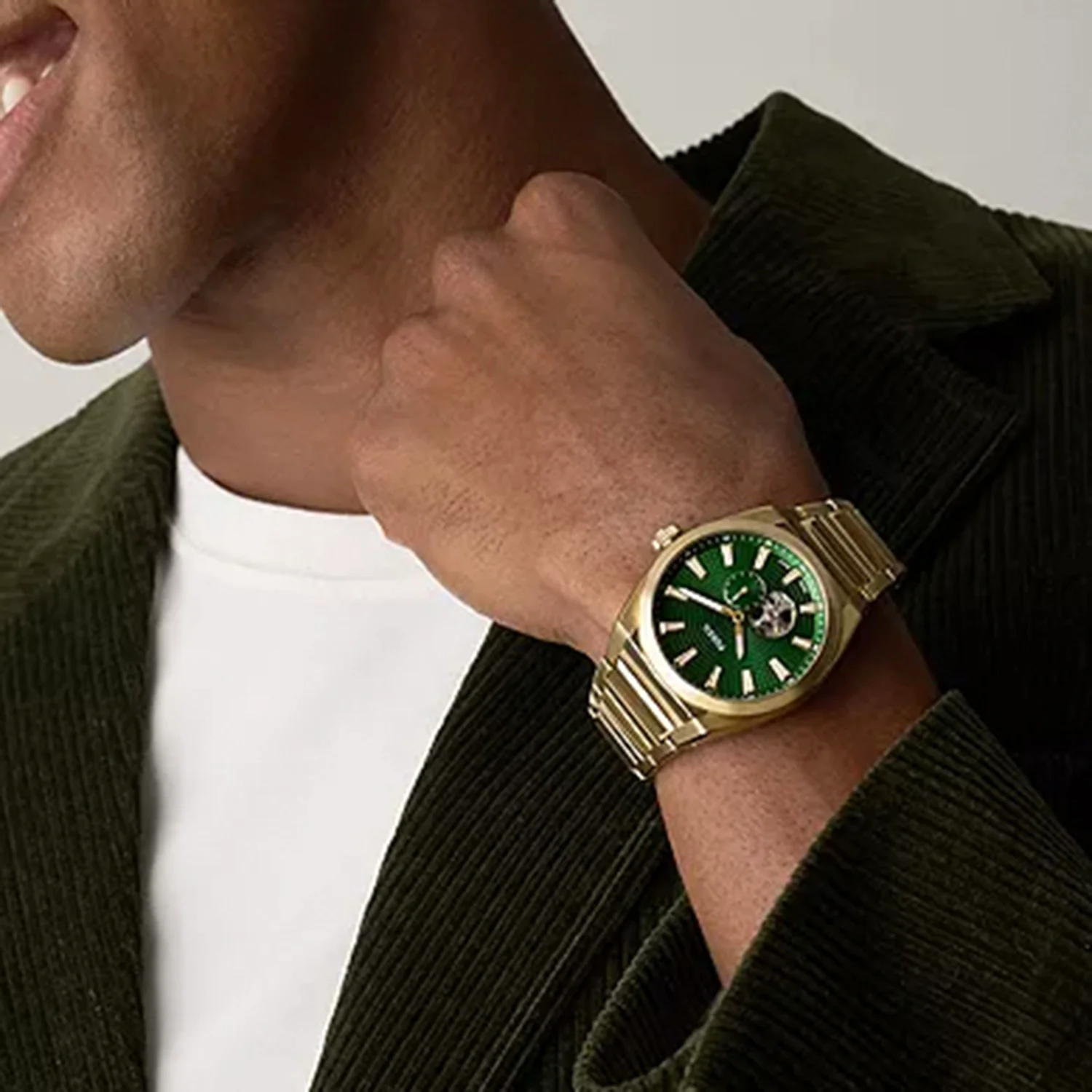 Everett Open Heart Men Automatic Green Dial Analog Stainless Steel Watch ME3276 - Image 9