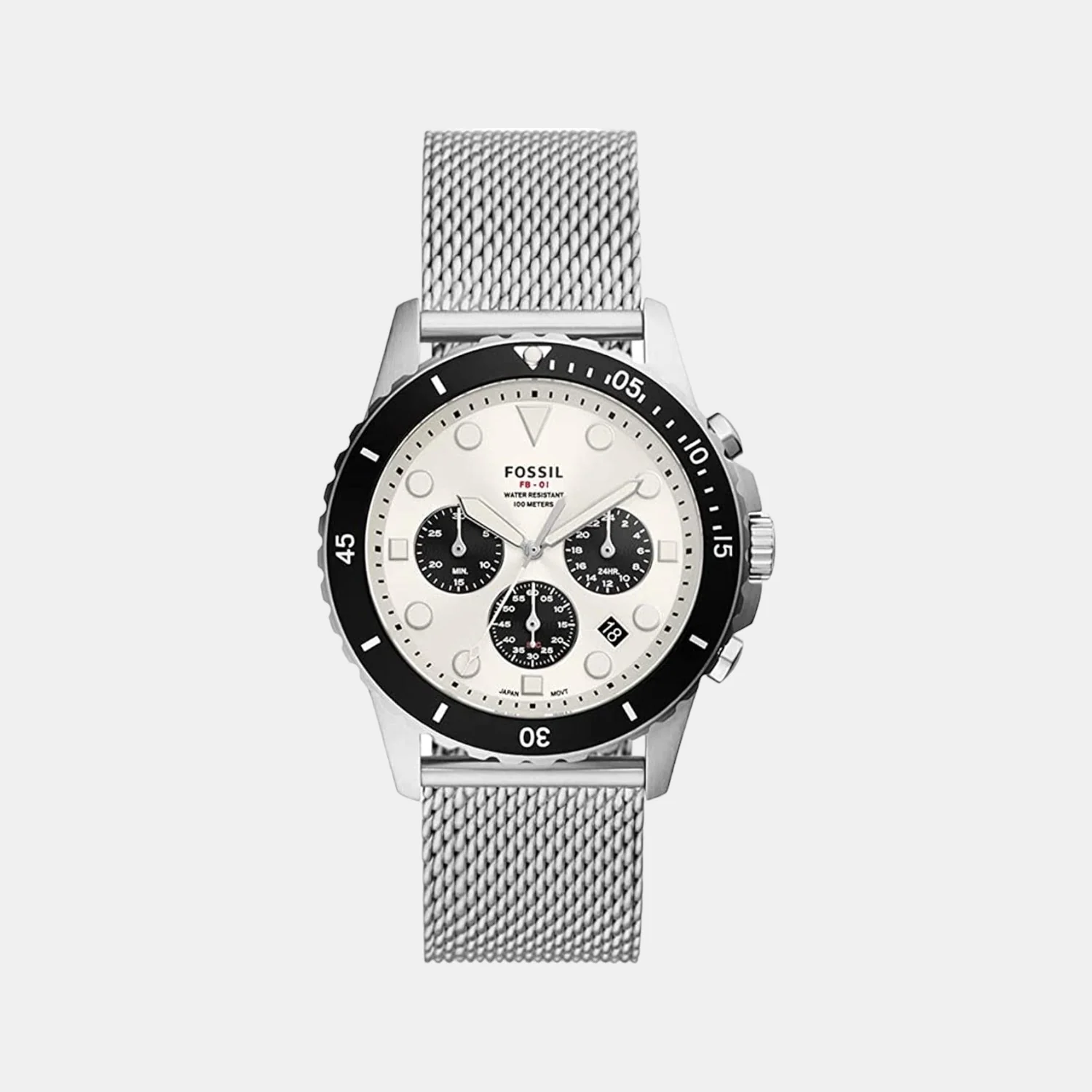 Fb-01 Men Quartz White Dial Chronograph Stainless Steel Watch FS5915