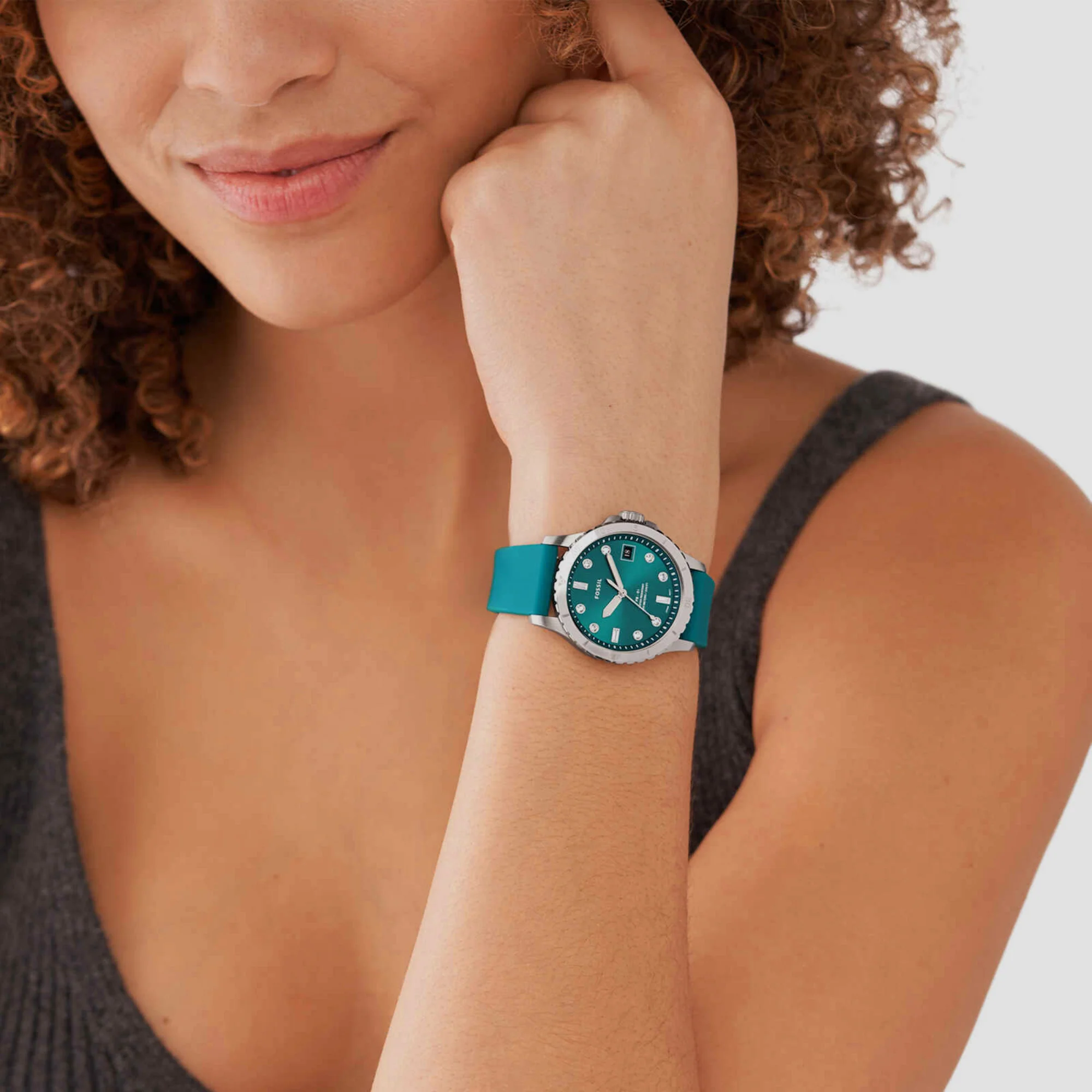 Fb-01 Women Quartz Green Dial Analog Silicone Watch ES5287 - Image 3