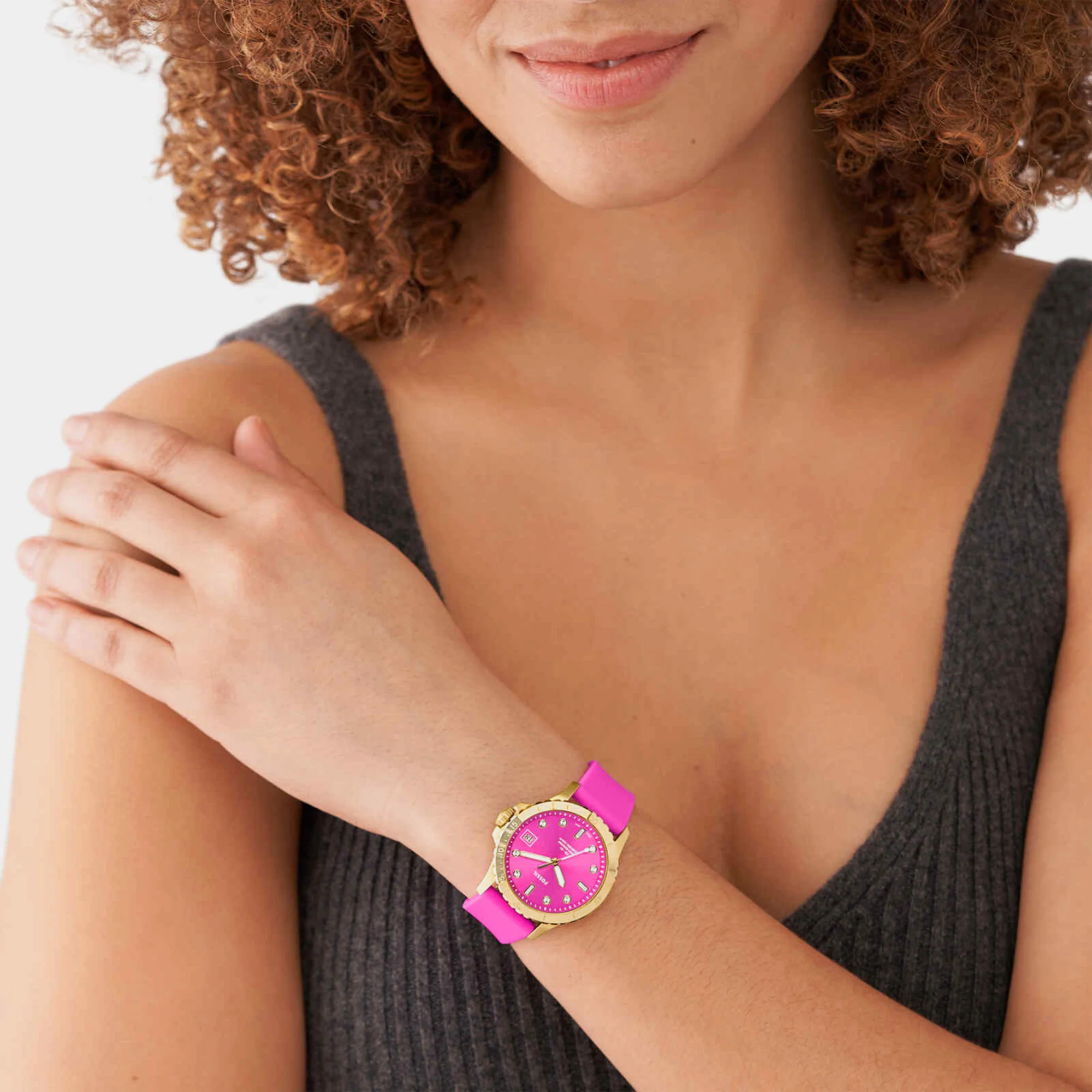 Fb-01 Women Quartz Pink Dial Analog Silicone Watch ES5290 - Image 3