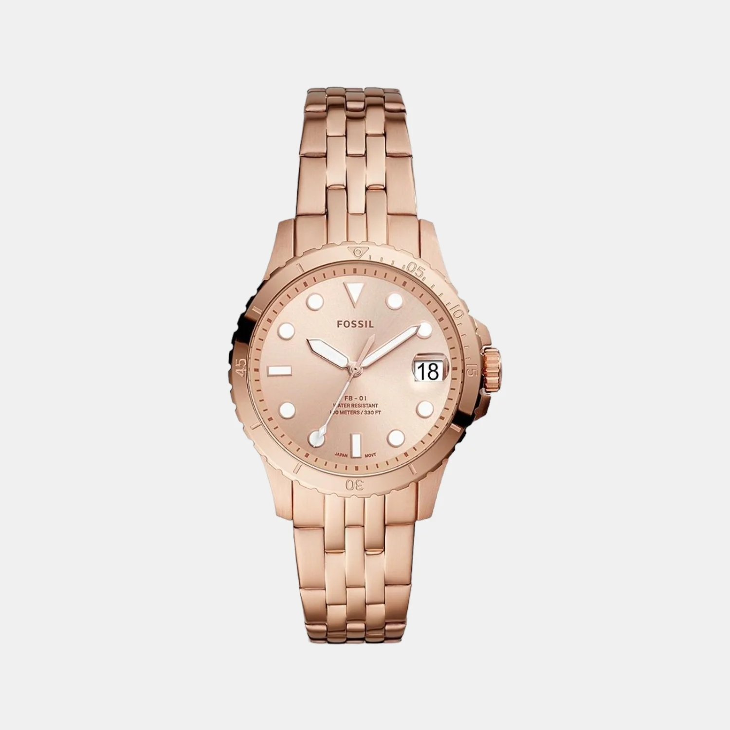 Fb-01 Women Quartz Rose Gold Dial Analog Stainless Steel Watch ES4748