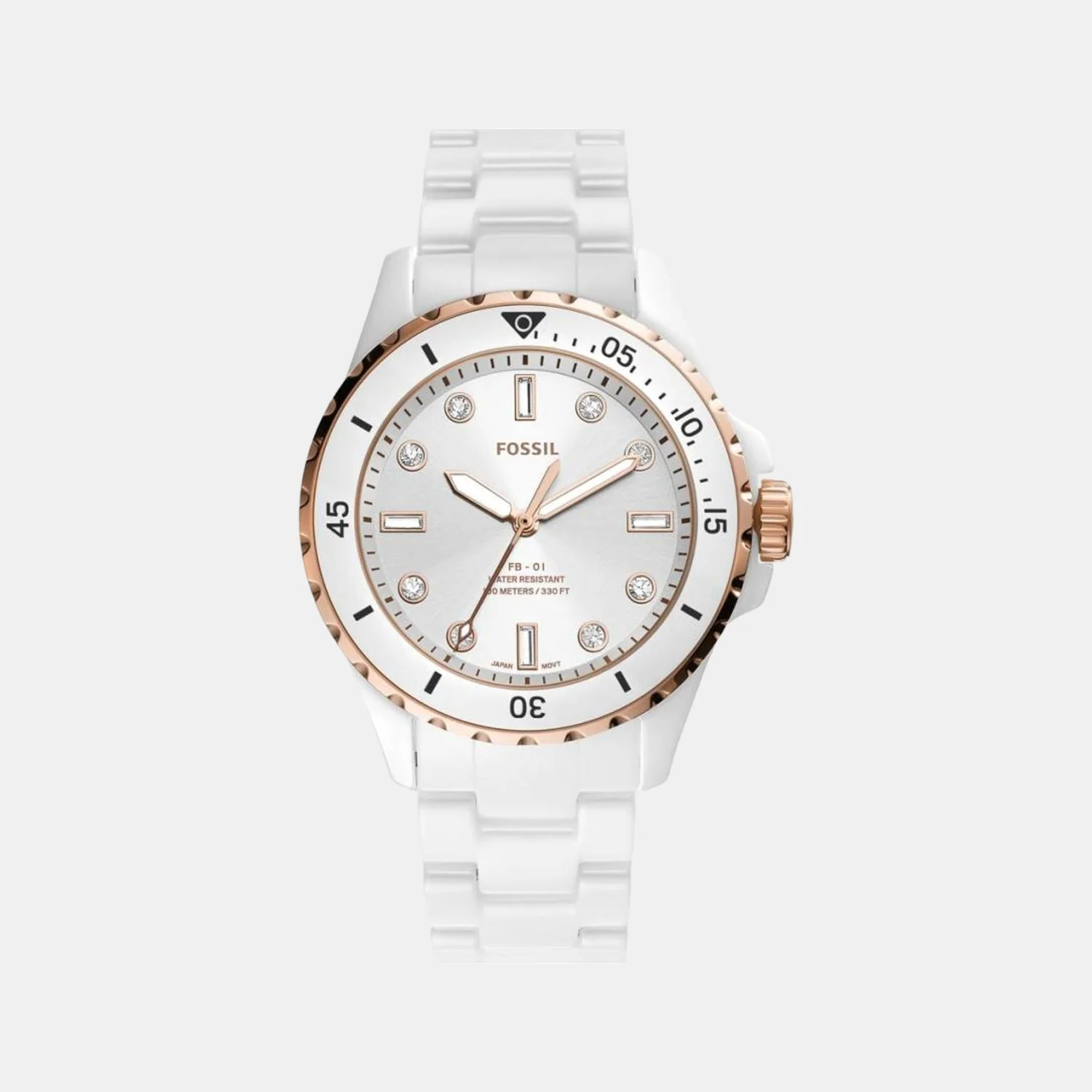Fb-01 Women Quartz White Dial Analog Ceramic Watch CE1107