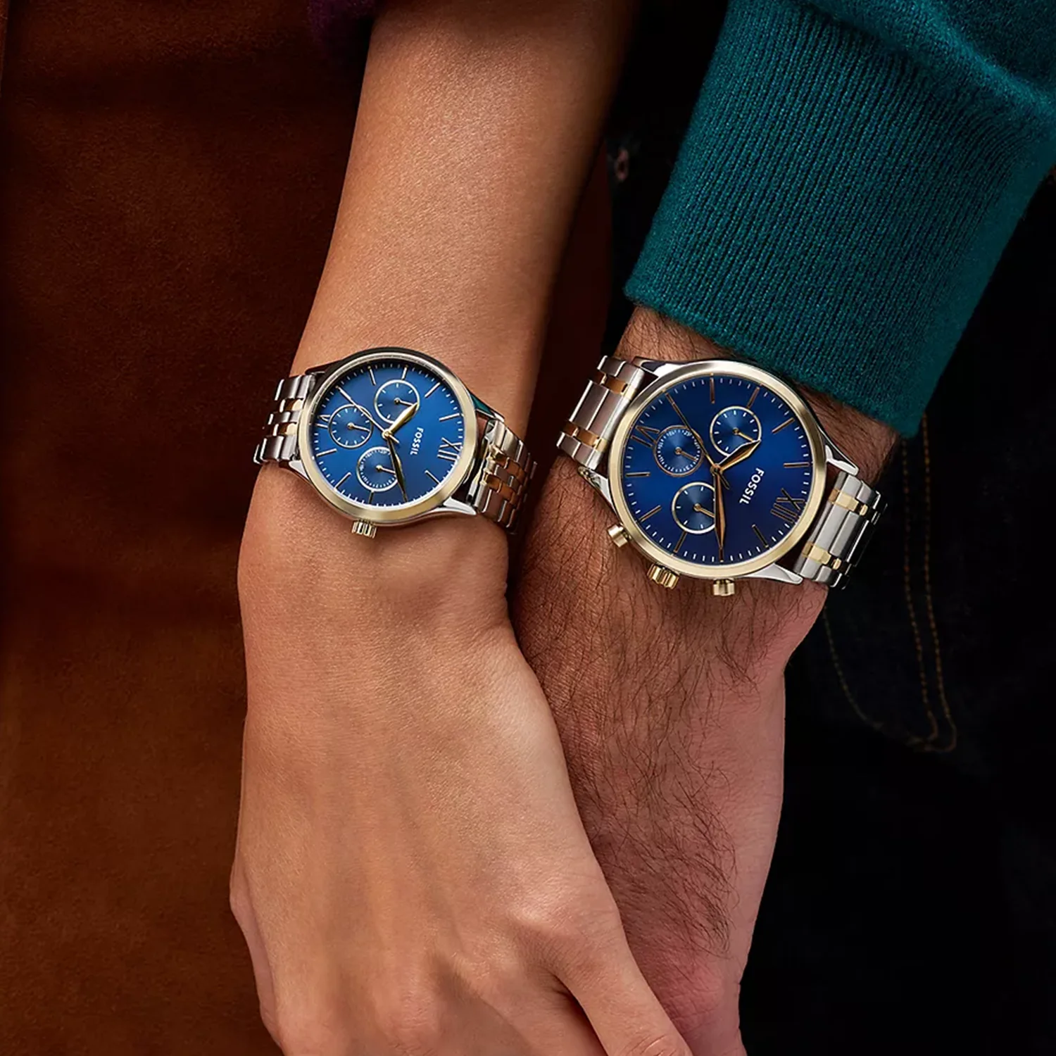 Fenmore Couple Quartz Blue Dial Multi-Function Stainless Steel Watch BQ2900SET - Image 4