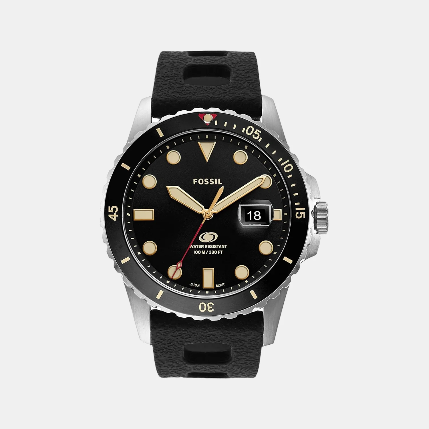 Fossil Blue Dive Men Quartz Black Dial Analog Silicone Watch FS5947