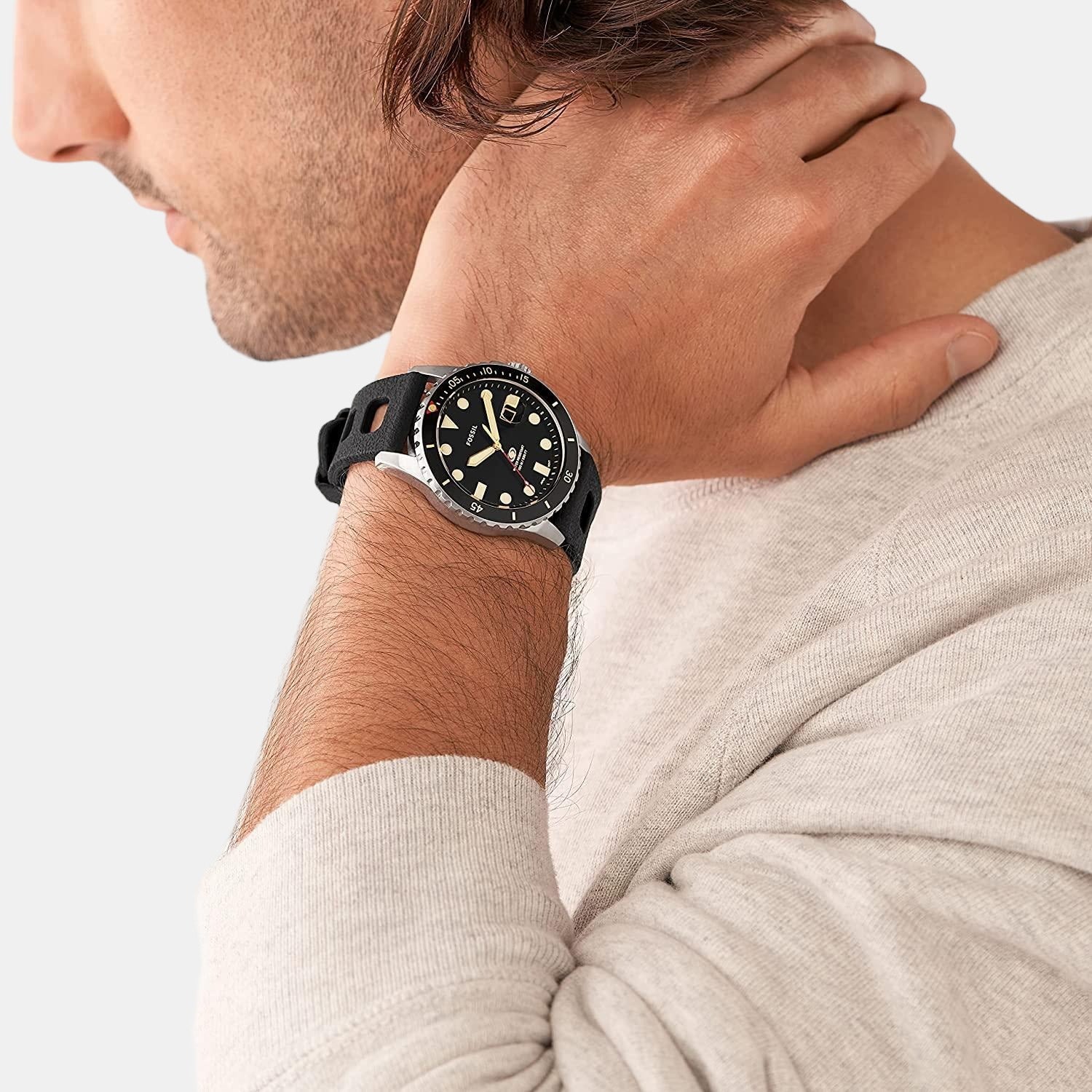 Fossil Blue Dive Men Quartz Black Dial Analog Silicone Watch FS5947 - Image 4