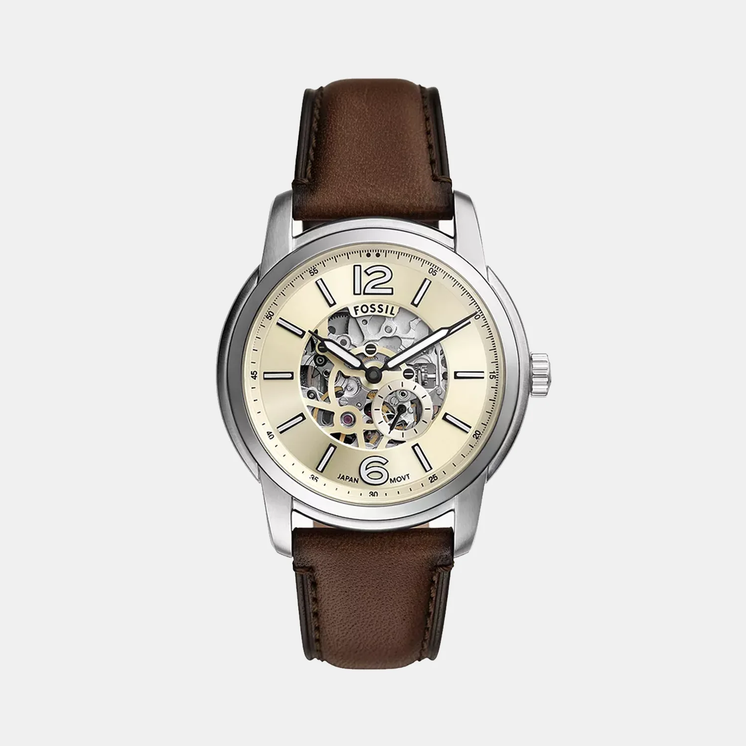 Fossil Heritage Men Automatic Cream Dial Analog Leather Watch ME3264 - Image 2