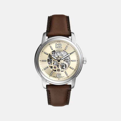 Fossil Heritage Men Automatic Cream Dial Analog Leather Watch ME3264 - Image 3