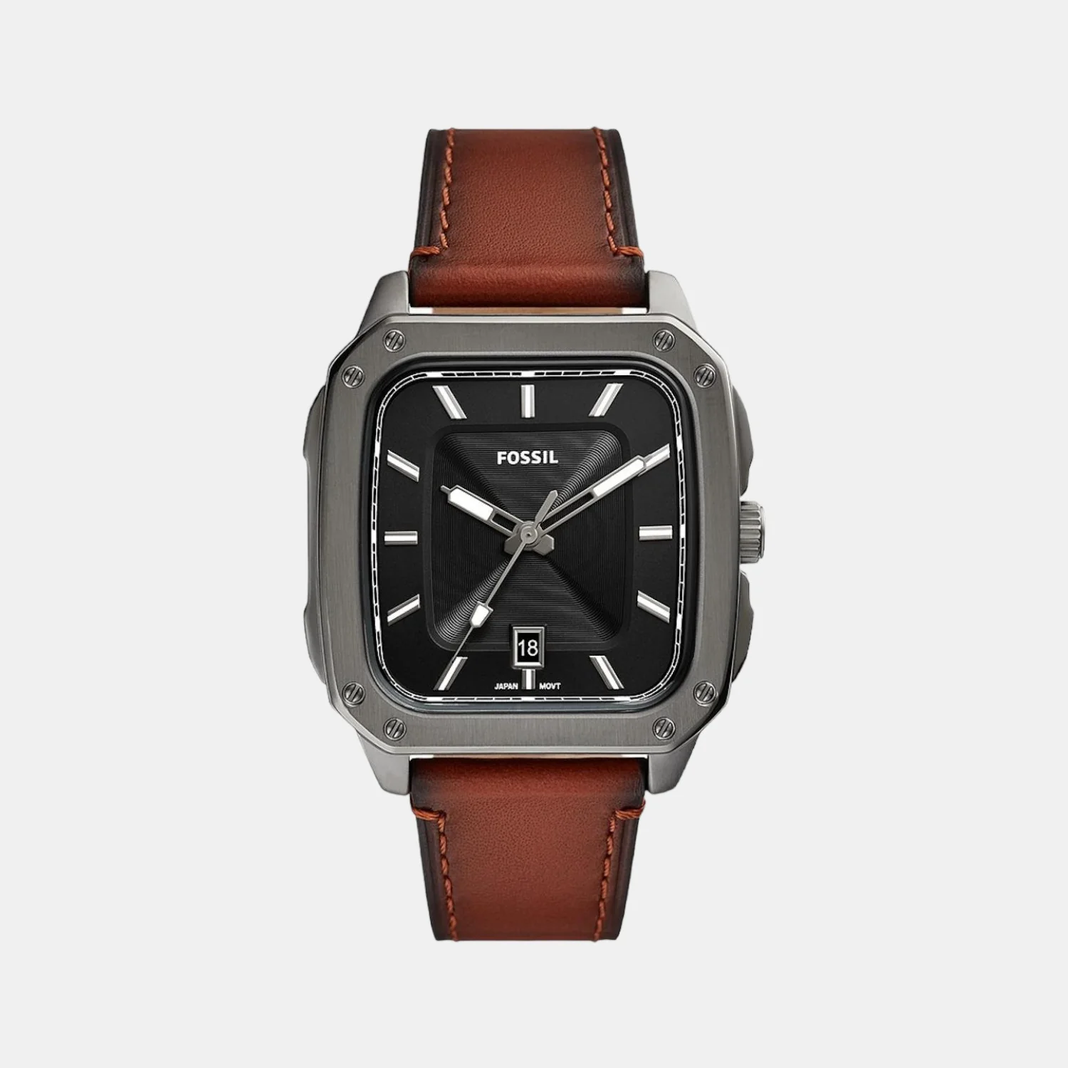 Inscription Men Quartz Black Dial Analog Leather Watch FS5934