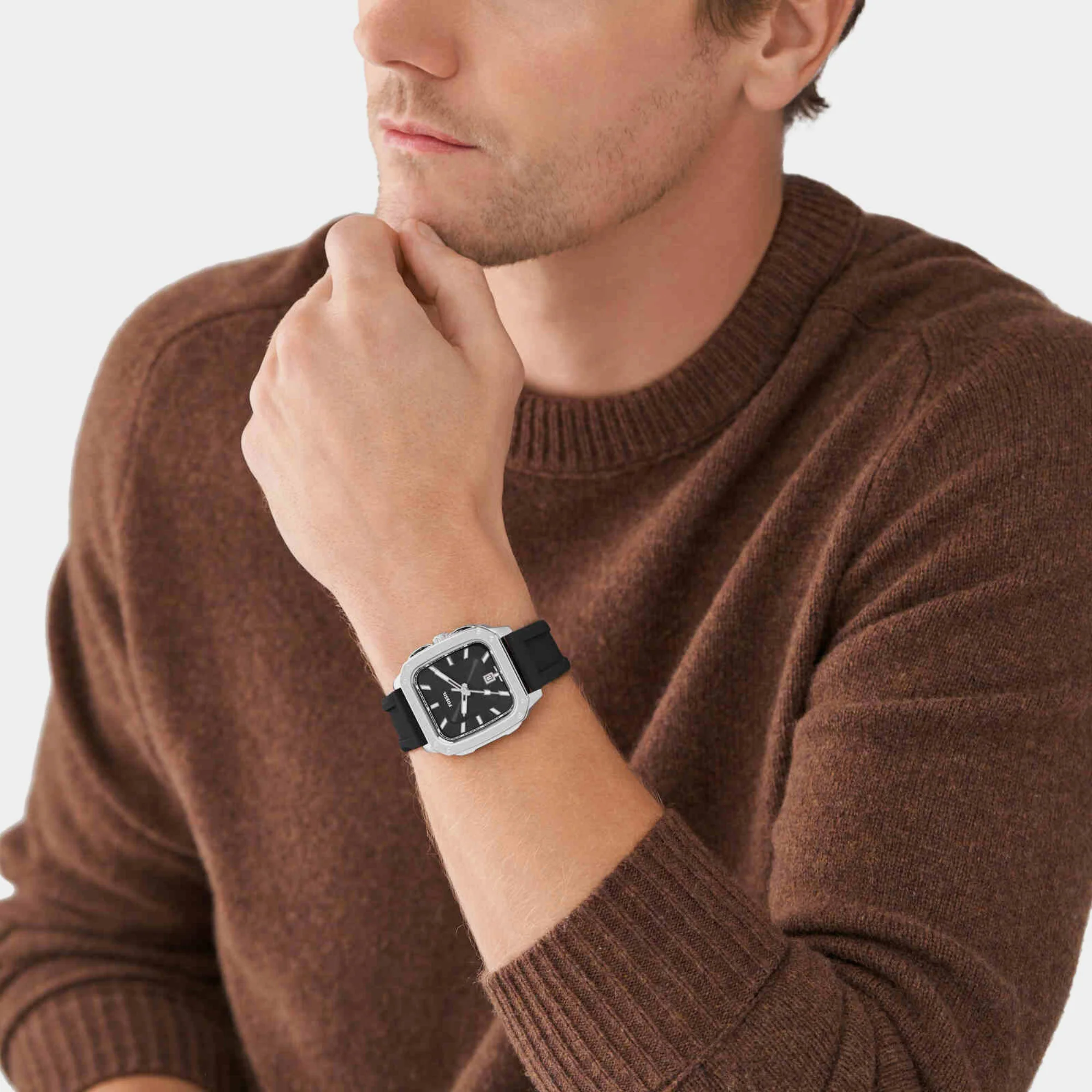 Inscription Men Quartz Black Dial Analog Silicone Watch FS5980 - Image 3