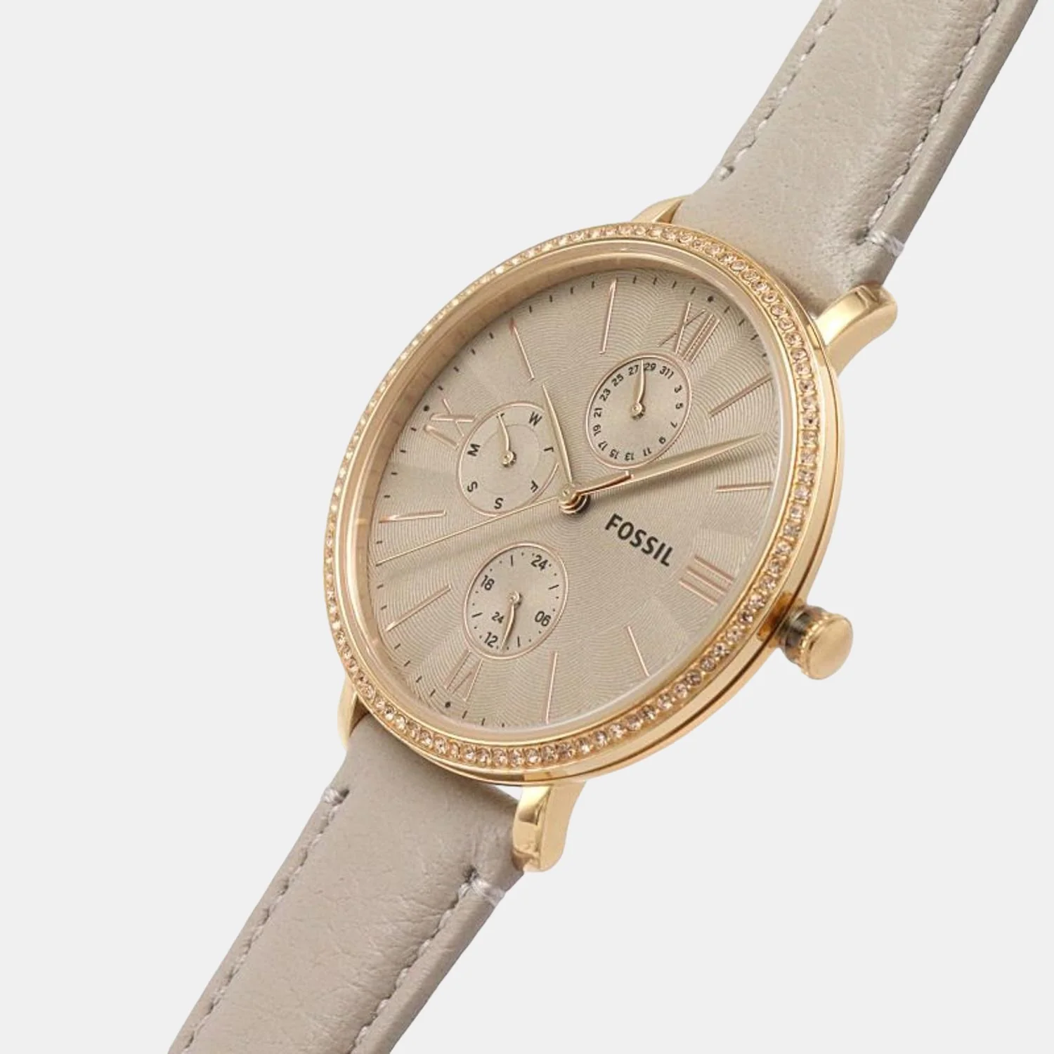 Jacqueline Women Quartz Grey Dial Chronograph Leather Watch ES5097 - Image 6