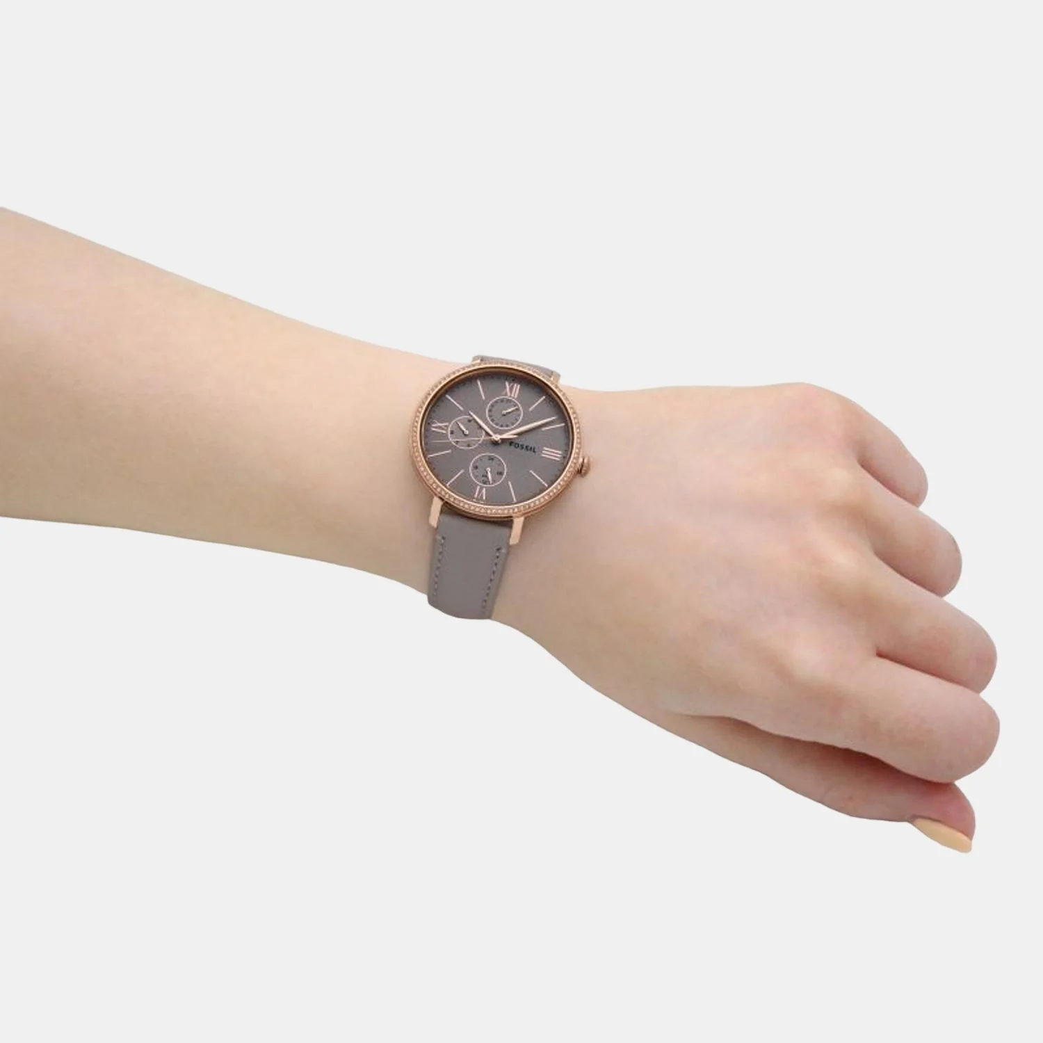 Jacqueline Women Quartz Grey Dial Chronograph Leather Watch ES5097 - Image 8