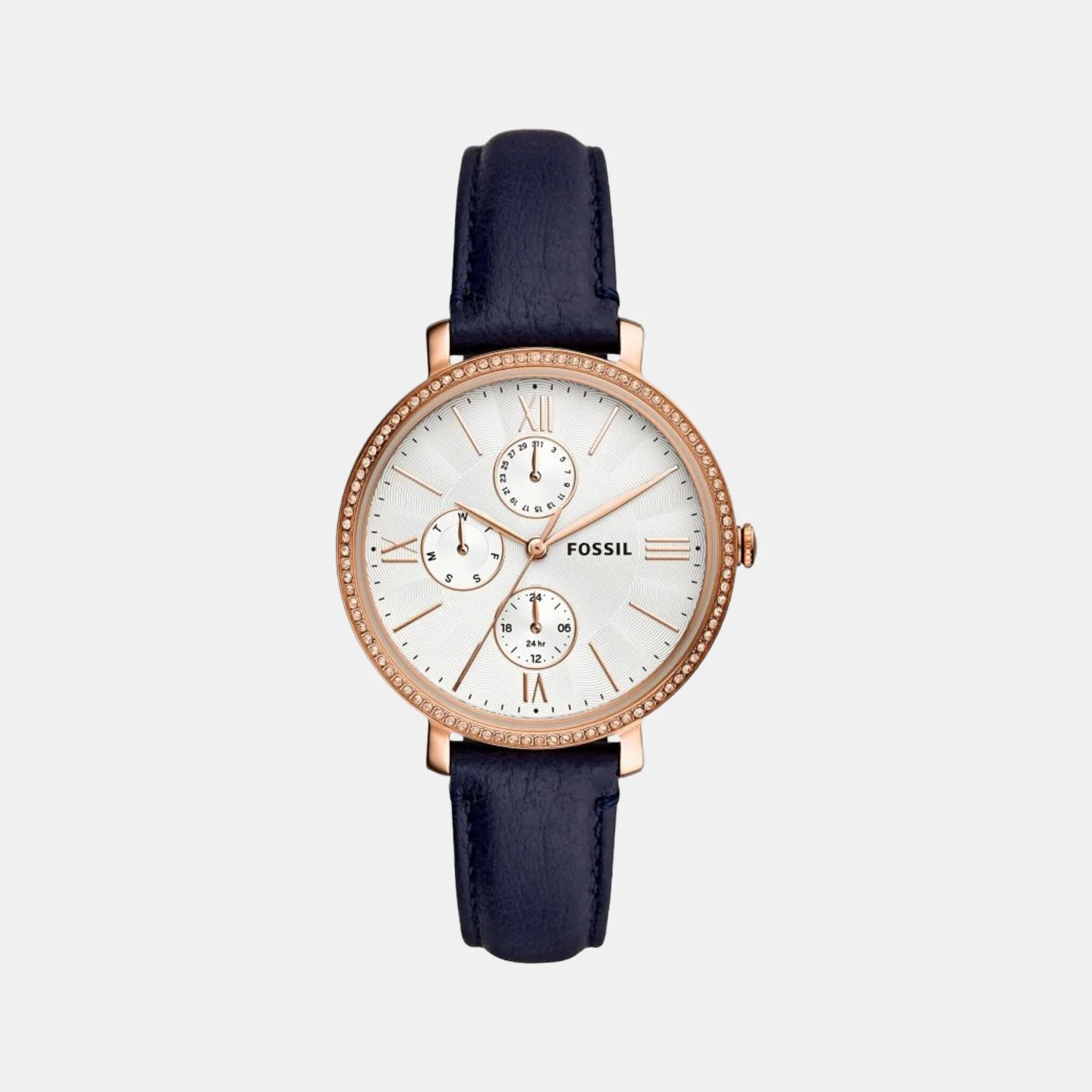 Jacqueline Women Quartz Silver Dial Chronograph Leather Watch ES5096