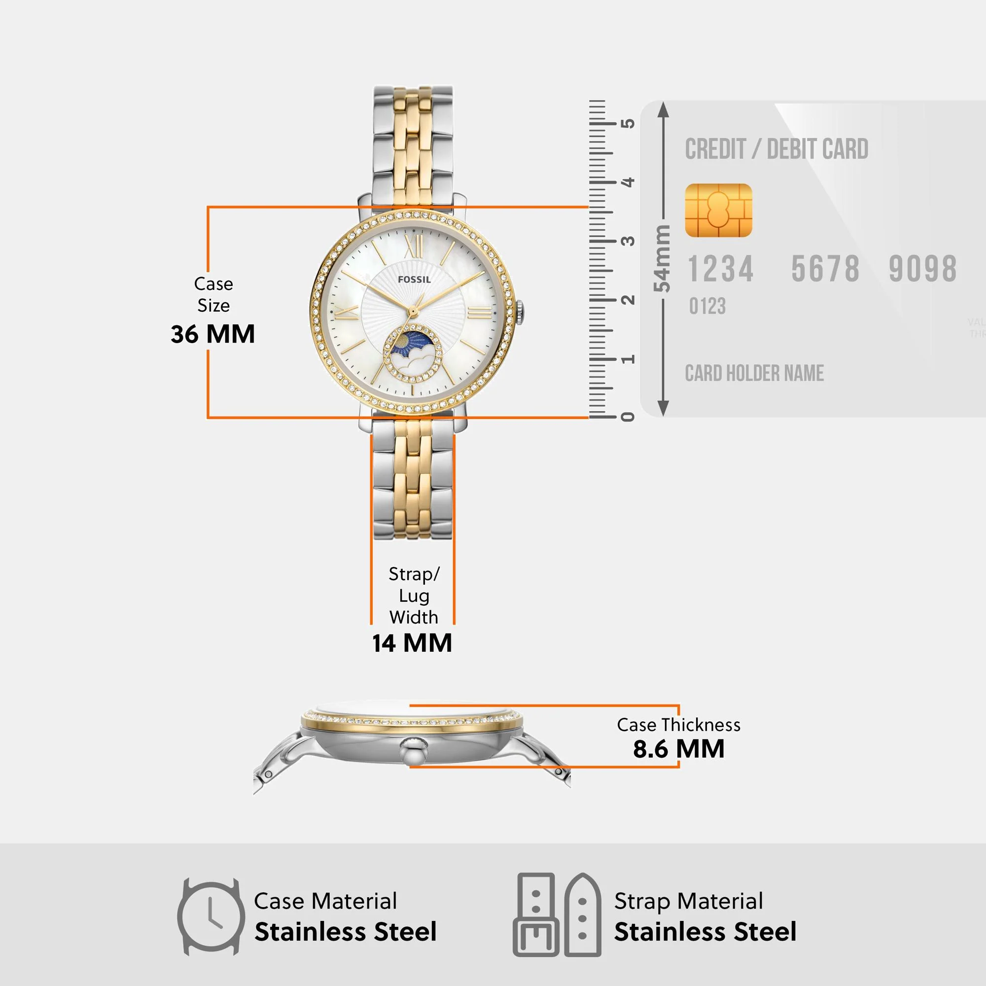 Jacqueline Women Quartz White Mother Of Pearl Dial Multi-Function Stainless Steel Watch ES5166 - Image 8