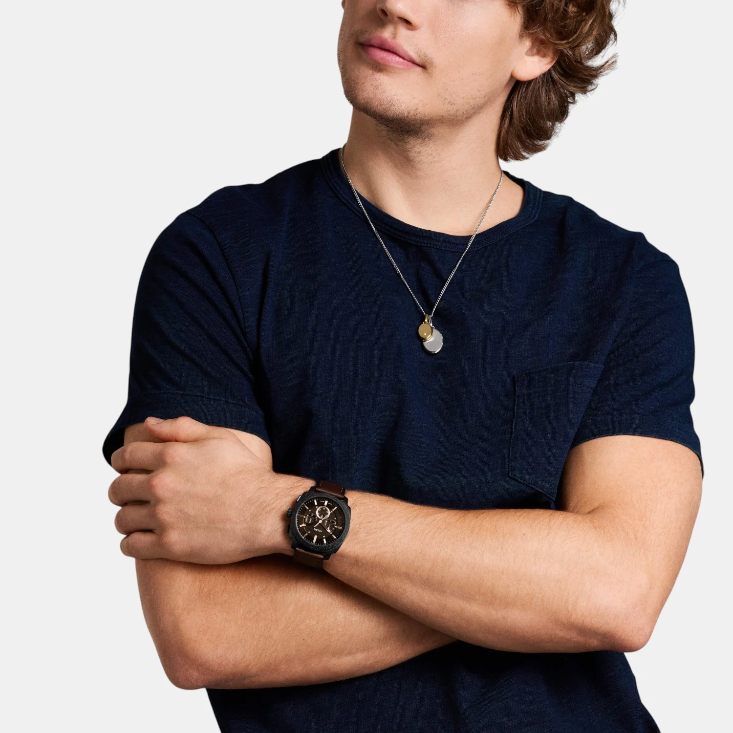 Machine Men Quartz Black Dial Chronograph Leather Watch FS6101 - Image 9