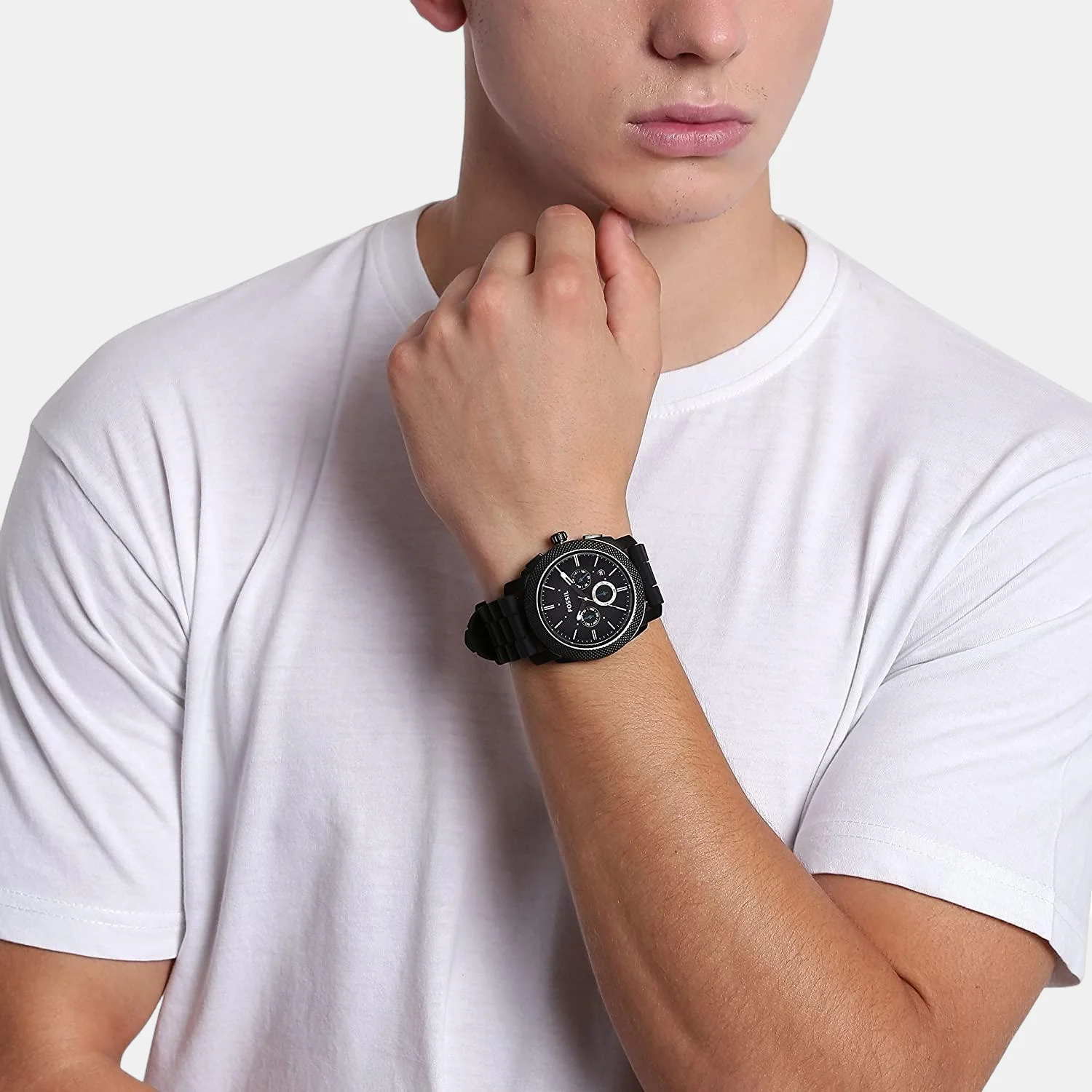 Machine Men Quartz Black Dial Chronograph Silicone Watch FS4487 - Image 6