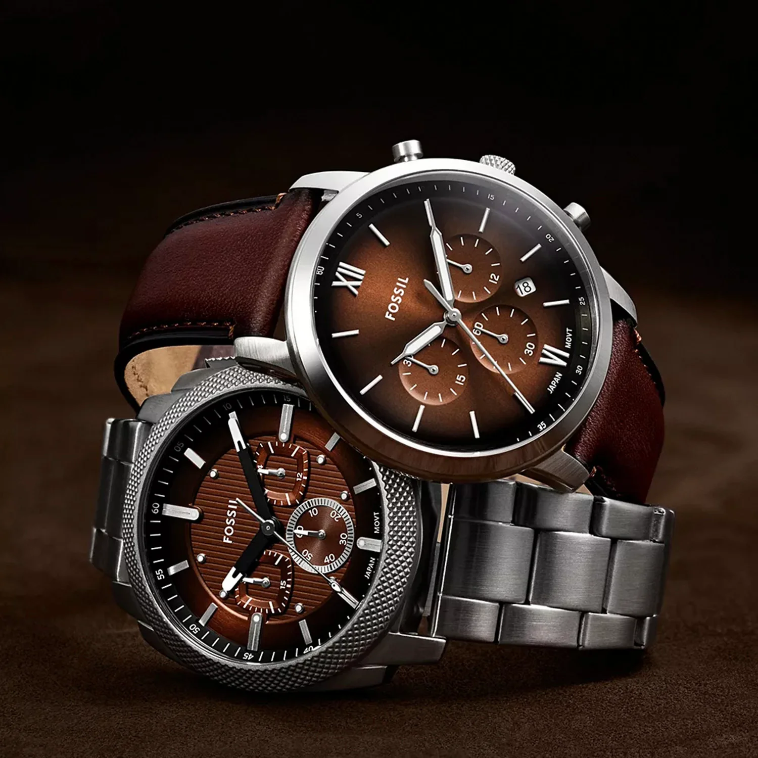 Machine Men Quartz Brown Dial Chronograph Stainless Steel Watch FS6144 - Image 9