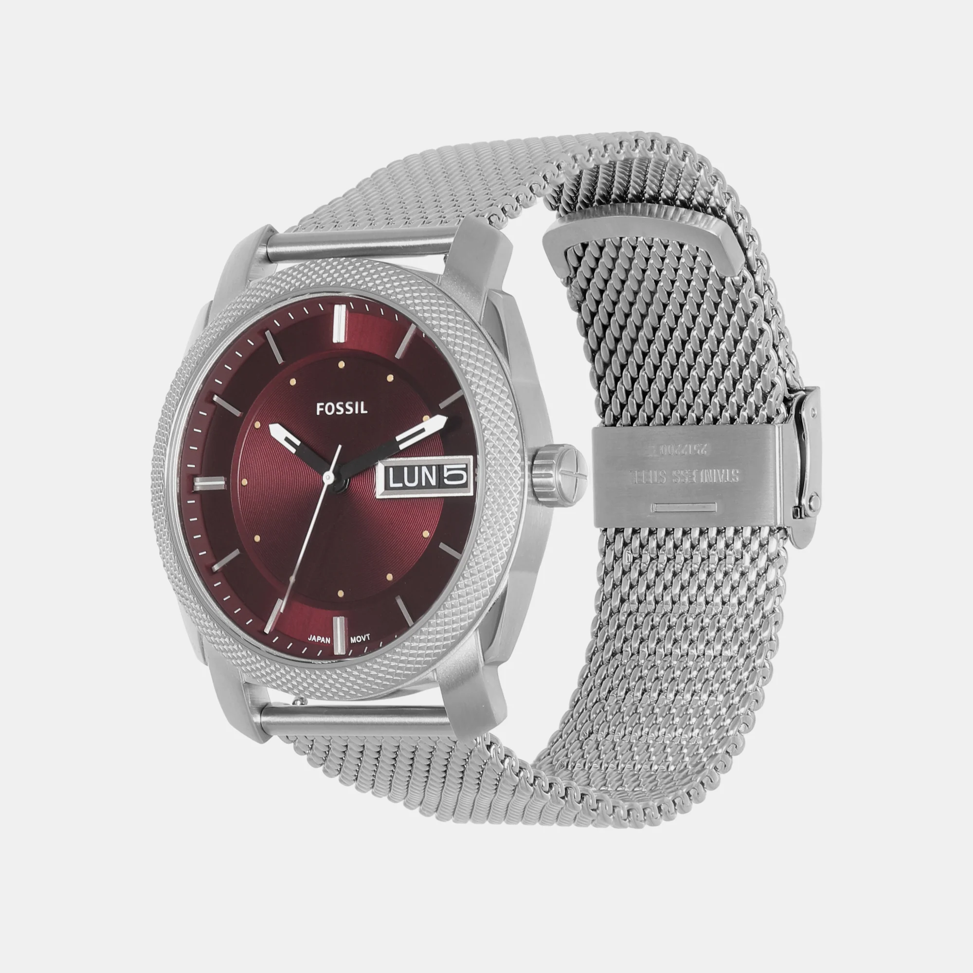 Machine Men Quartz Burgundy Dial Analog Stainless Steel Watch FS6014 - Image 3