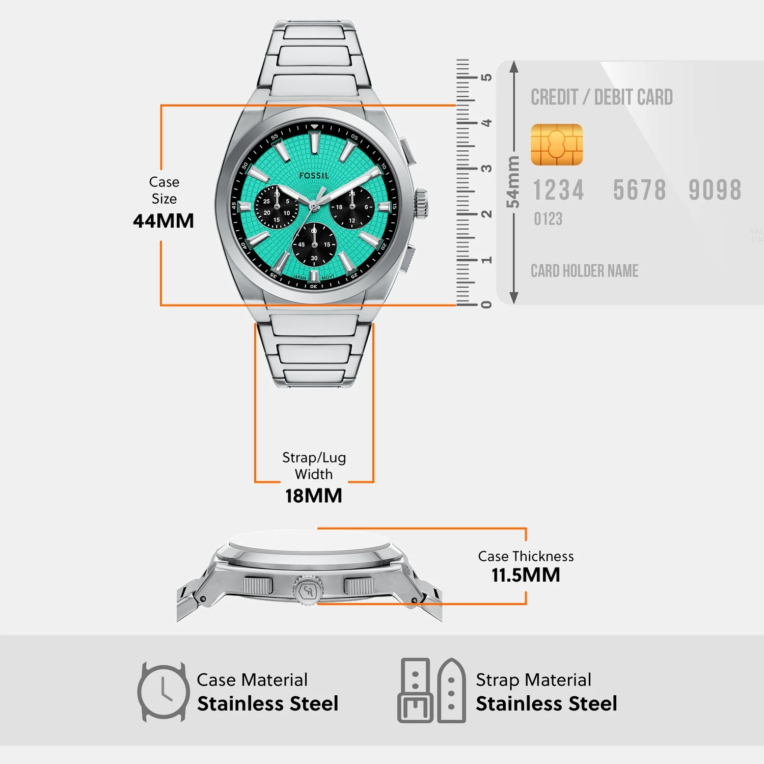 Men Quartz Blue Dial Chronograph Stainless Steel Watch FS6117 - Image 9