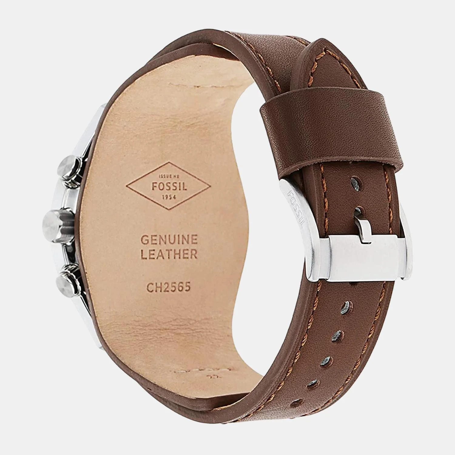 Men Quartz Brown Dial Chronograph Leather Watch CH2565I - Image 4