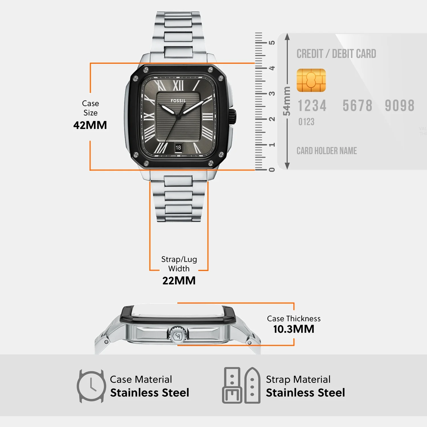 Men Quartz Grey Dial Analog Stainless Steel Watch FS6122 - Image 8