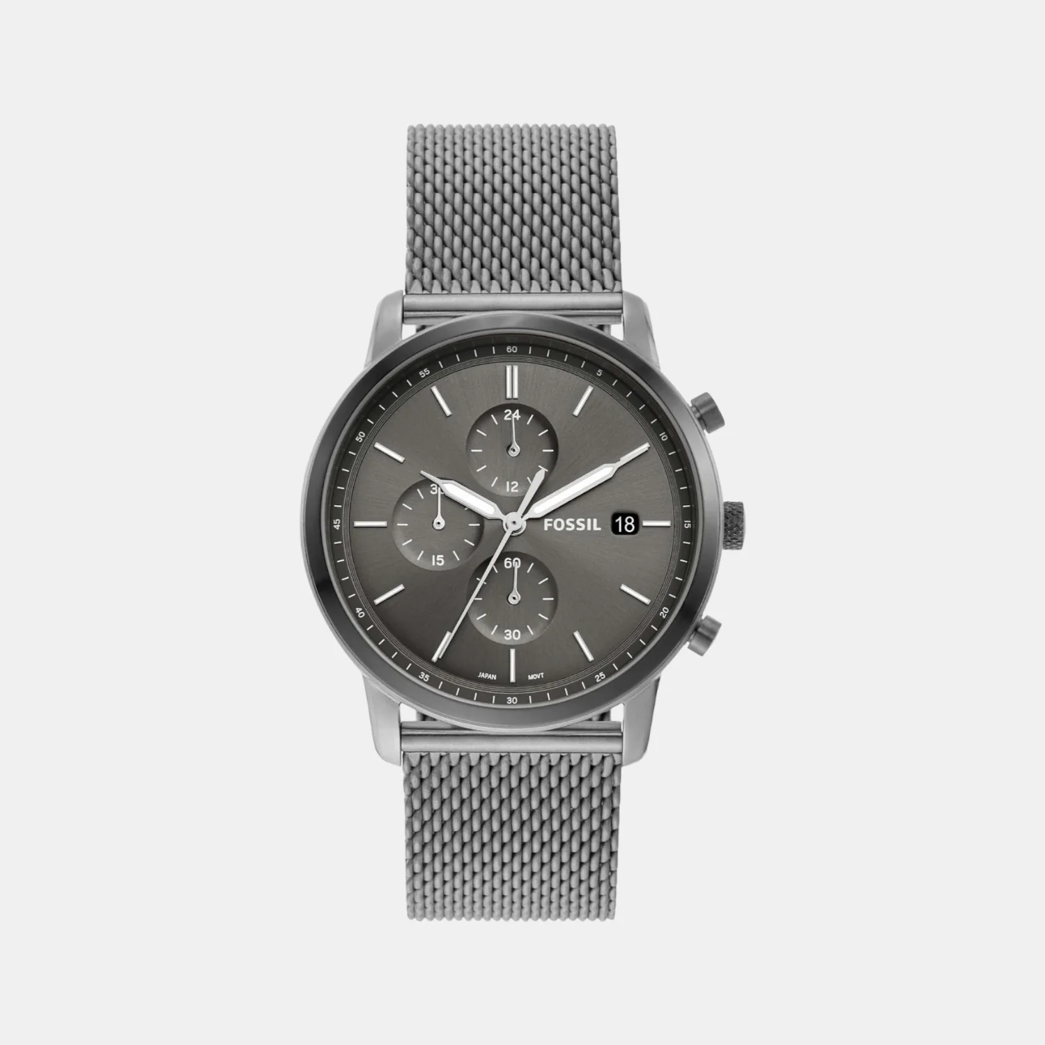 Minimalist Men Quartz Grey Dial Chronograph Stainless Steel Watch FS5944