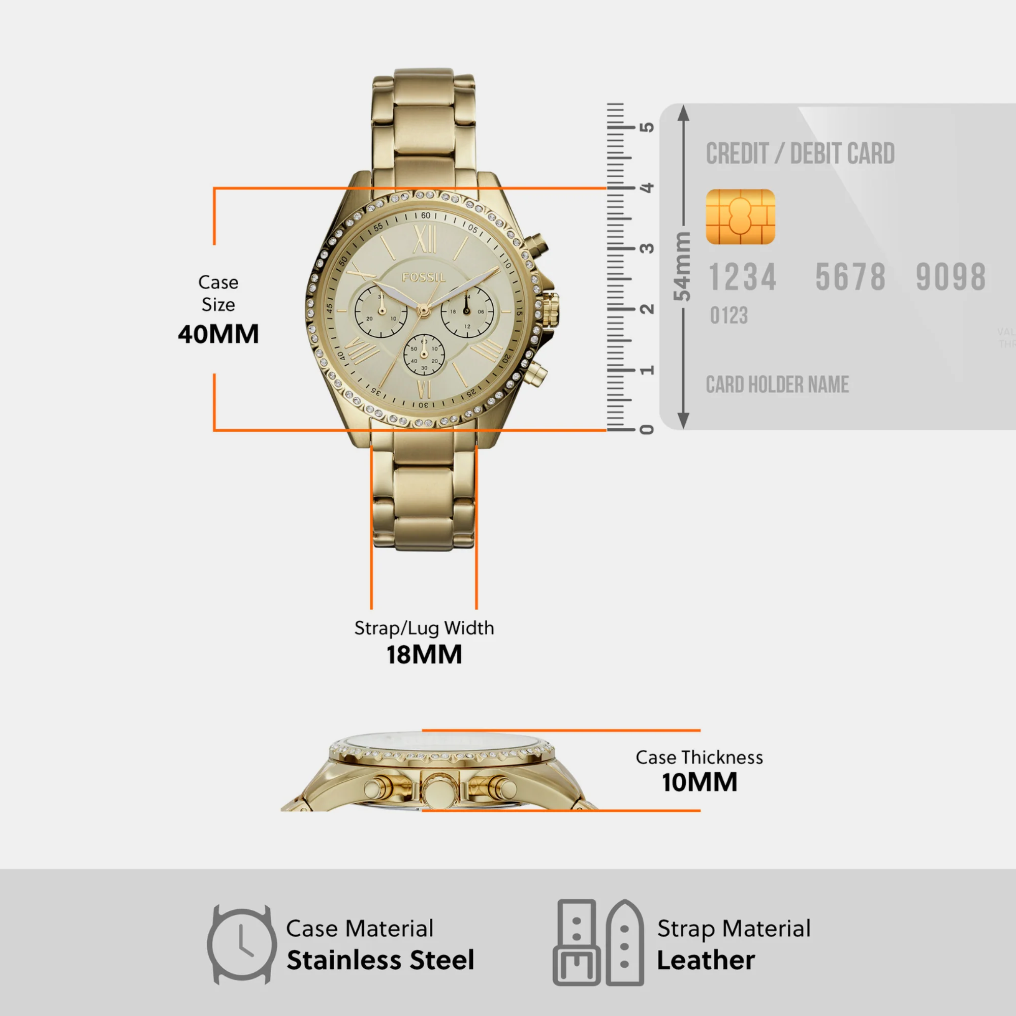 Modern Courier Women Quartz Gold Dial Chronograph Stainless Steel Watch BQ3378 - Image 3