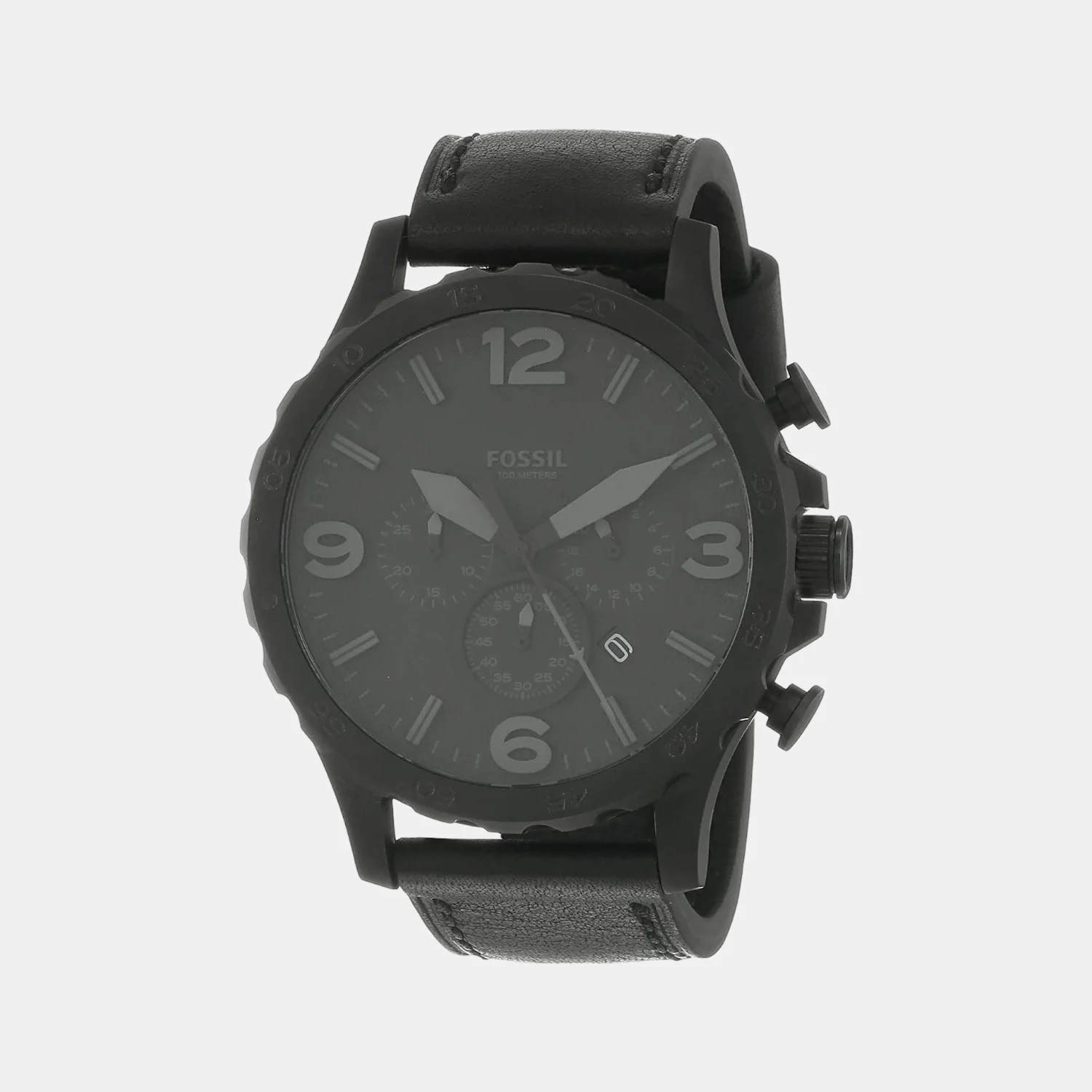 Nate Men Quartz Black Dial Chronograph Leather Watch JR1354