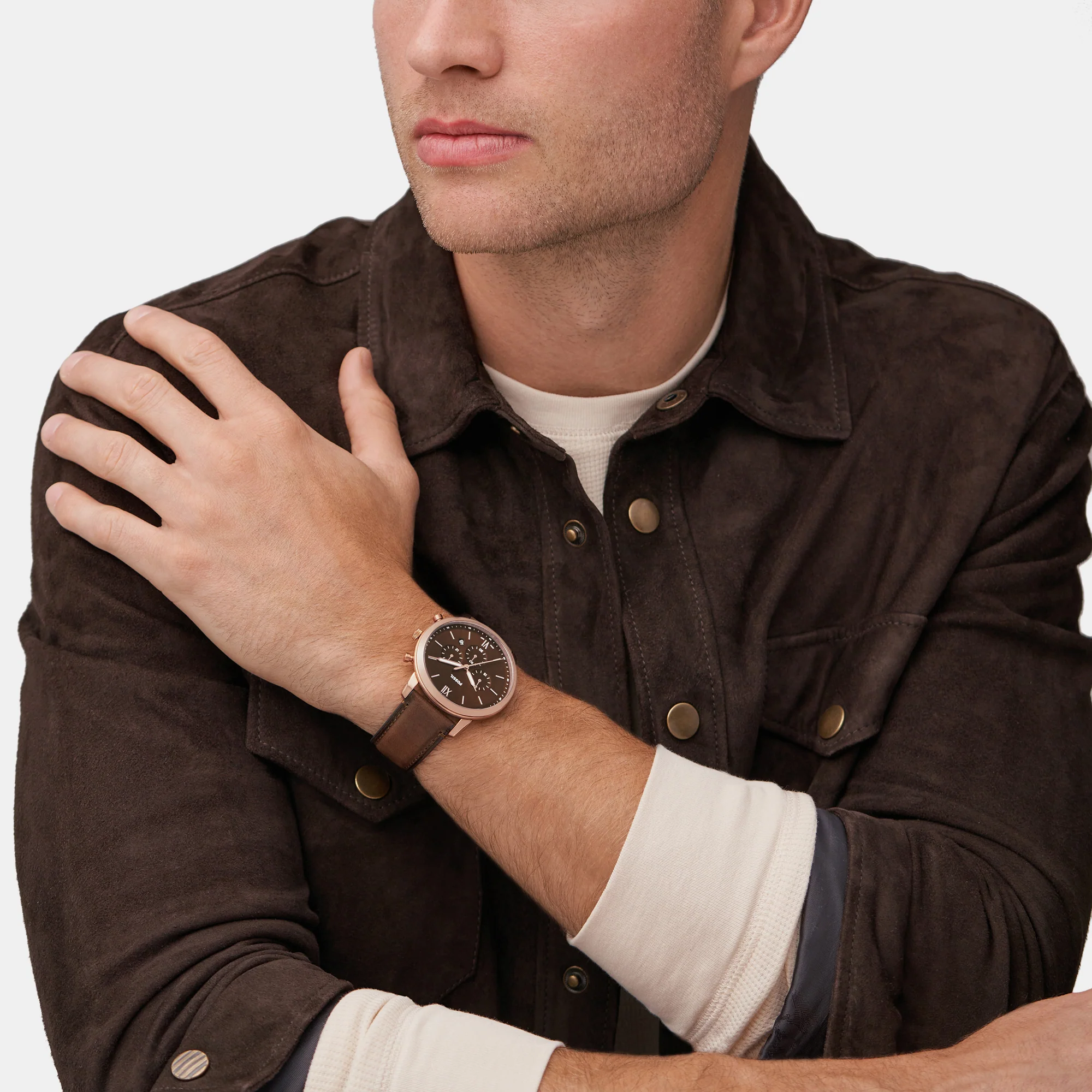 Neutra Men Quartz Brown Dial Chronograph Leather Watch FS6026 - Image 6